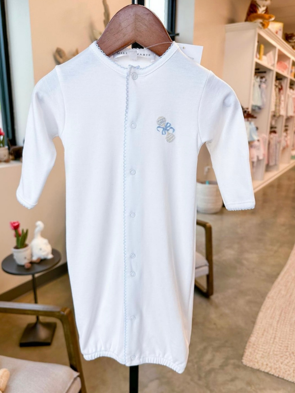 Pima Rattle Blue Heirloom Rattle Pima Converter Gown | White – The Silly Goose ...