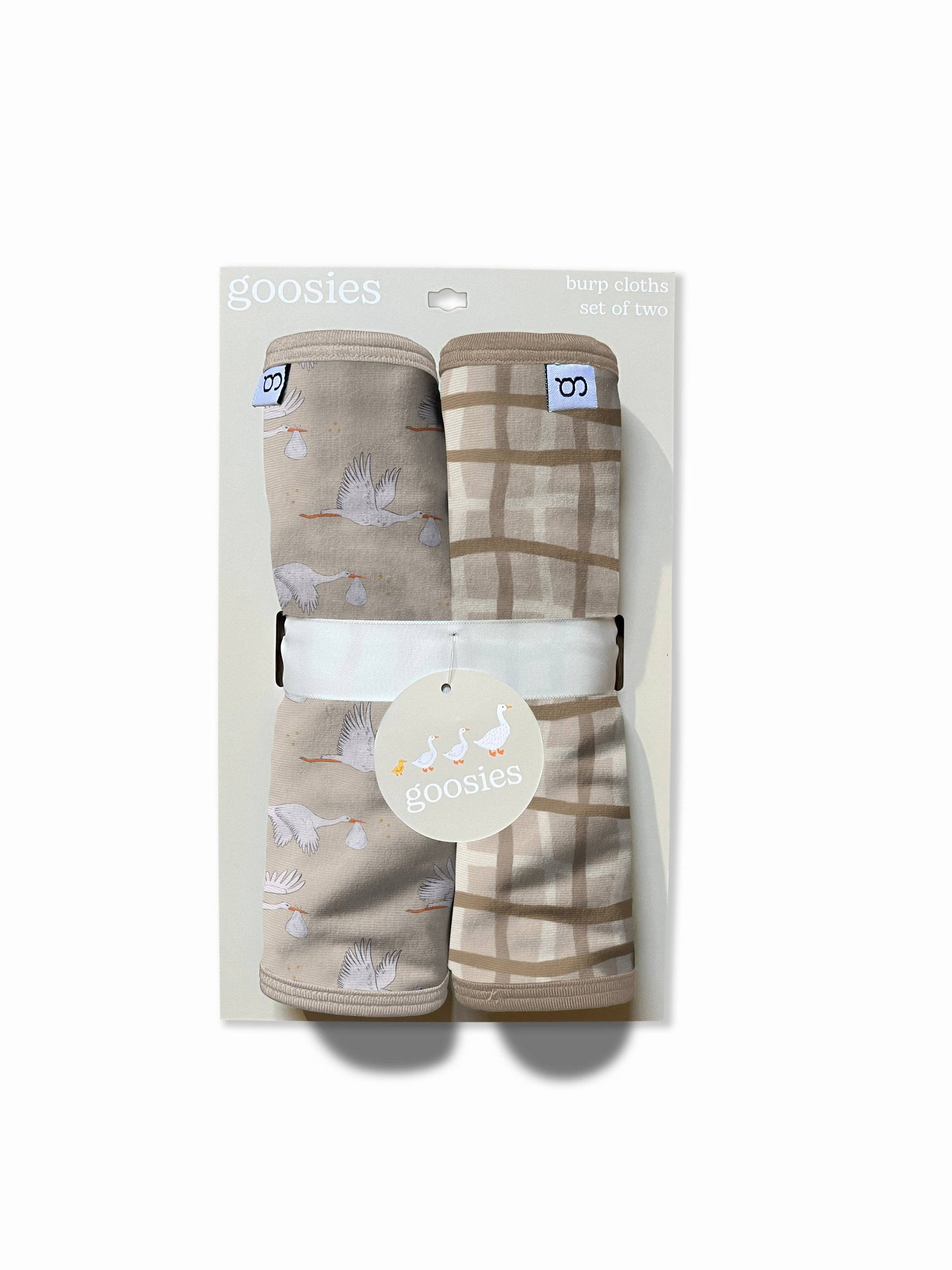 Beige Neutral Storks - Burp Cloths Set