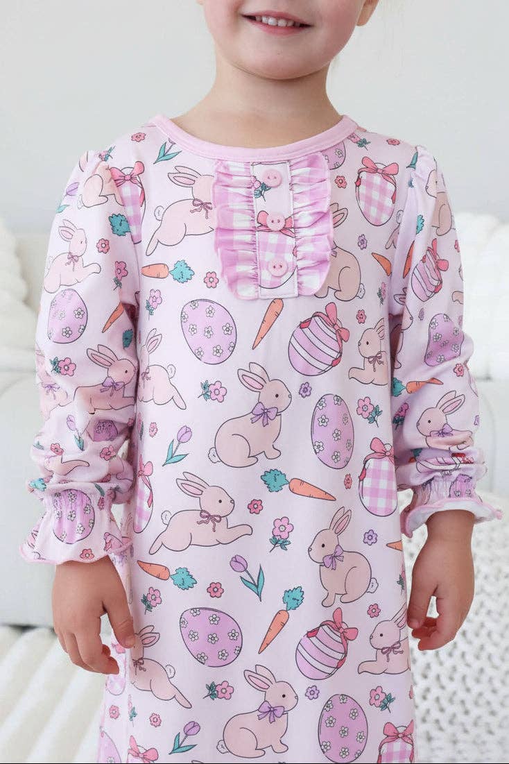 Long Sleeve Ruffle Button Nightgown | Hoppy Spring