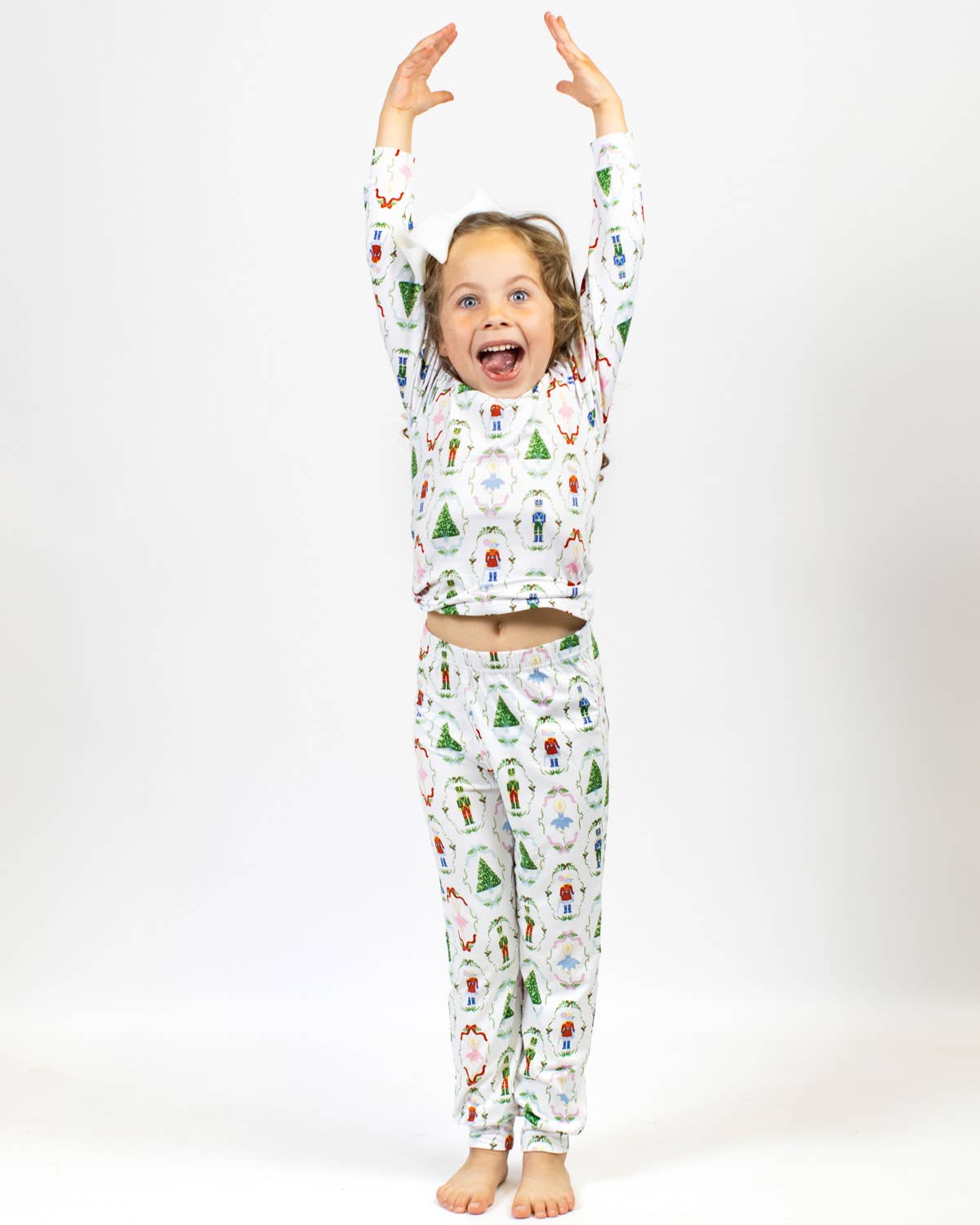 Kid's Nutcracker Waltz Long Sleeve Pajamas   White/Multi   Set of 2   -Asst.
