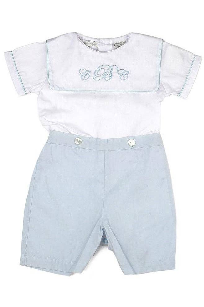 Personalized Baby Boy Classic Monogram Bobbie Suit - White B