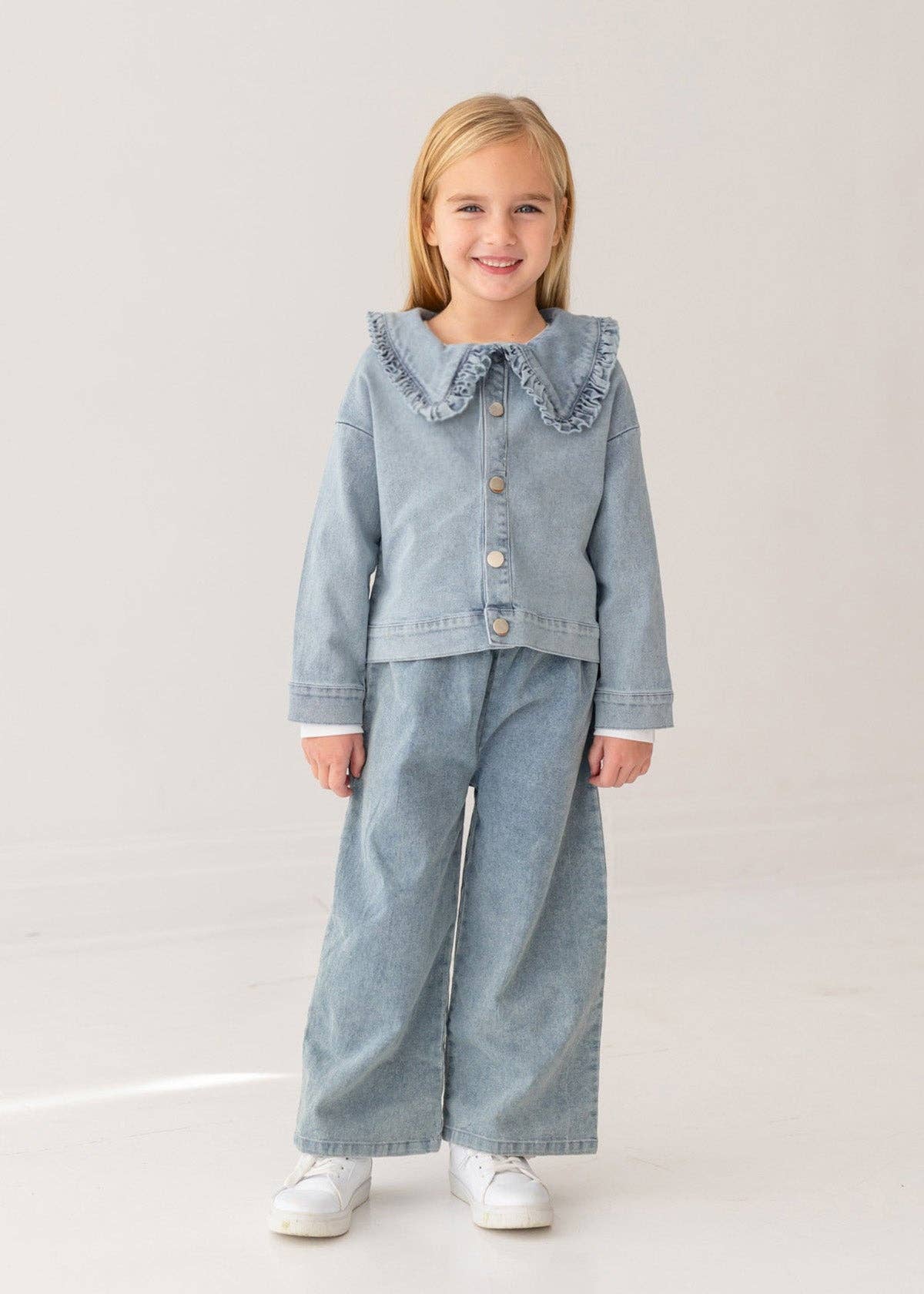 Denim Days Ruffled Collar Jacket