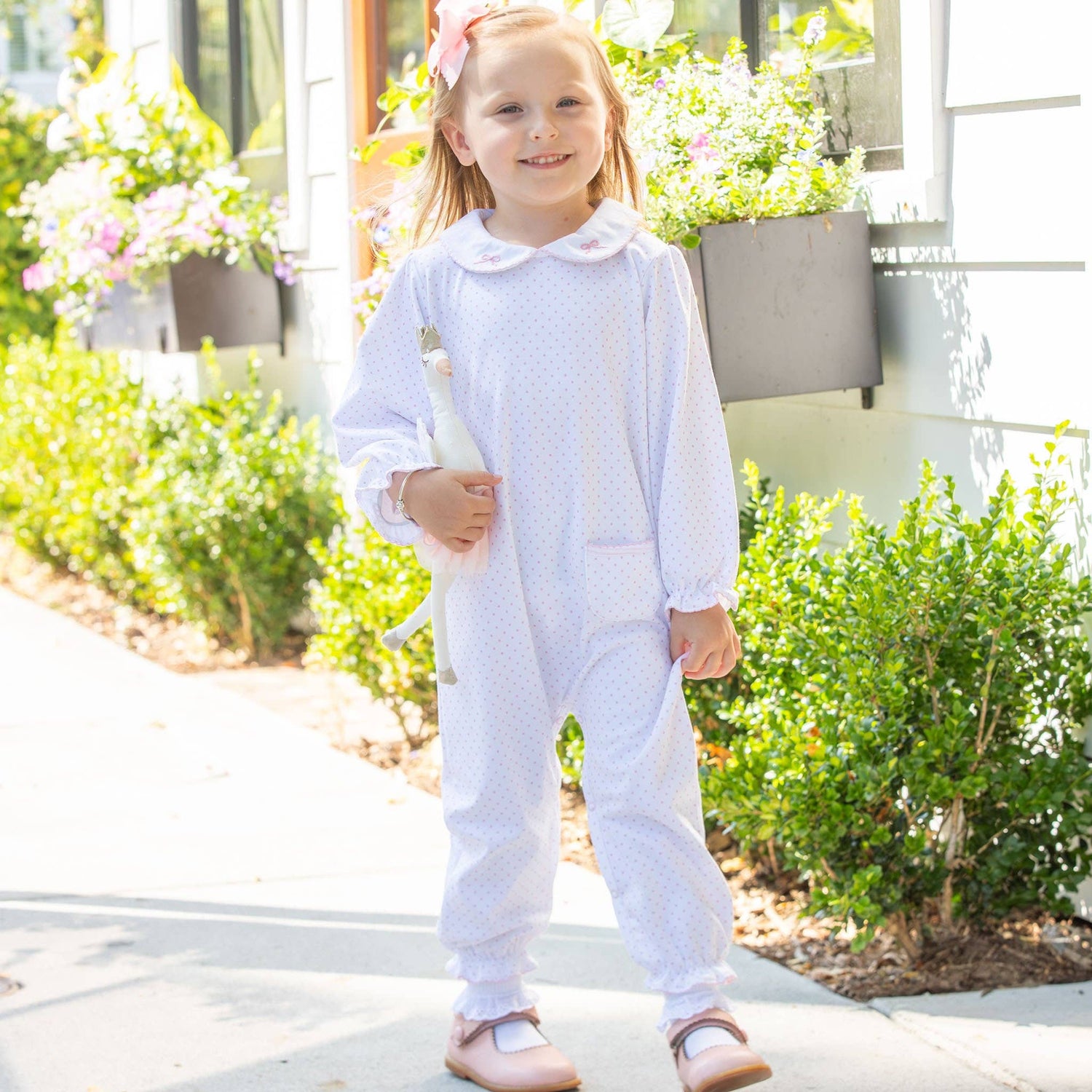 Girls Pima Romper - Bows