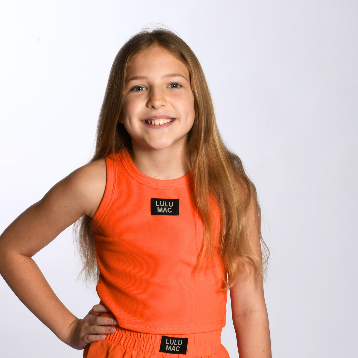LULU MAC ORANGE KIDS SOLID TANK