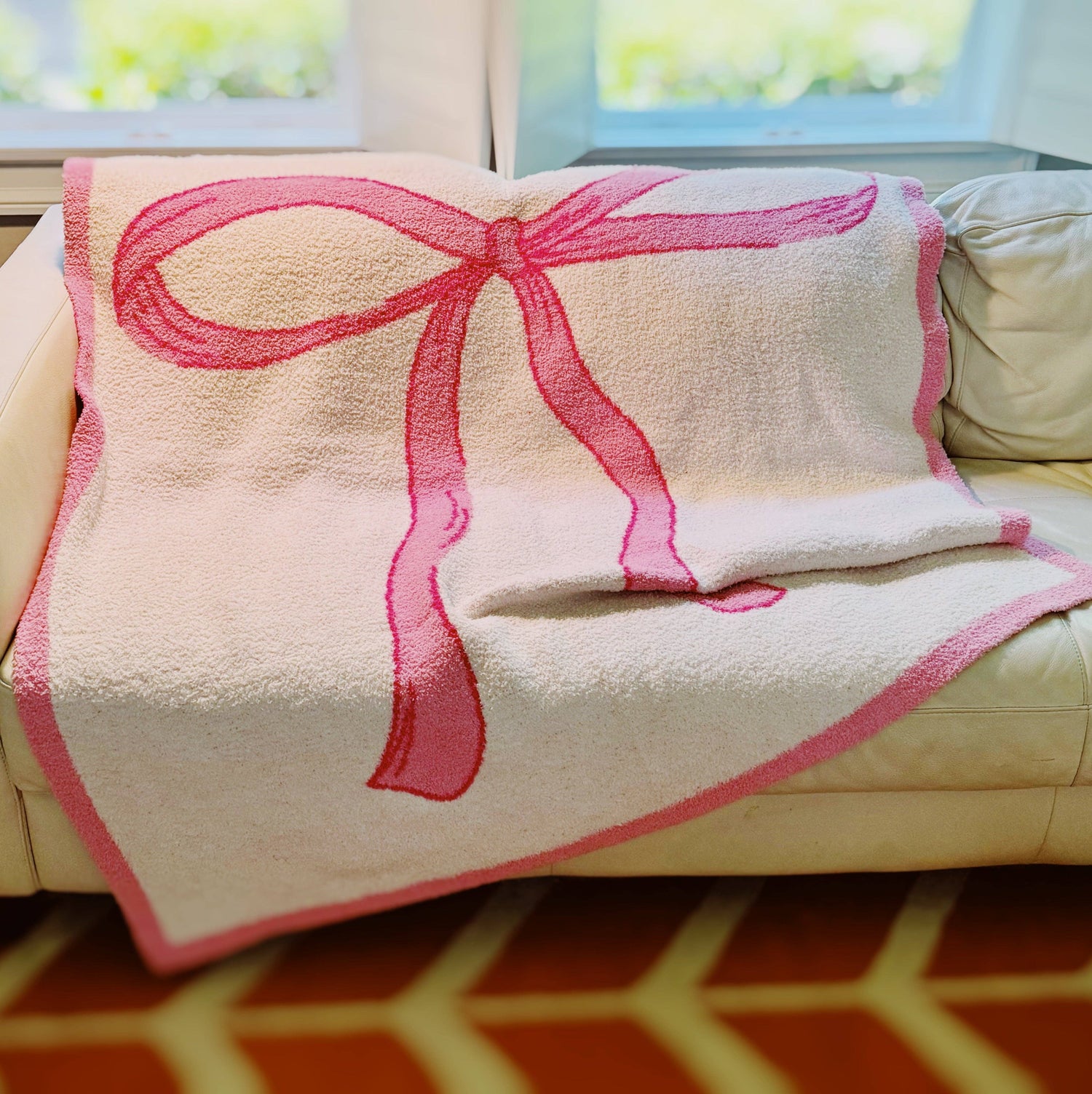 My Only Bow Coziest Blanket: Orange/Pink