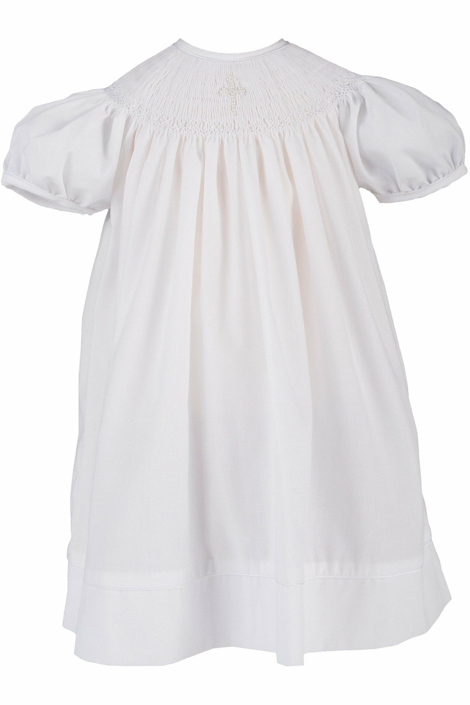 Baby Girls Wht Hand Smocked Christening Baptism Dress w Hat