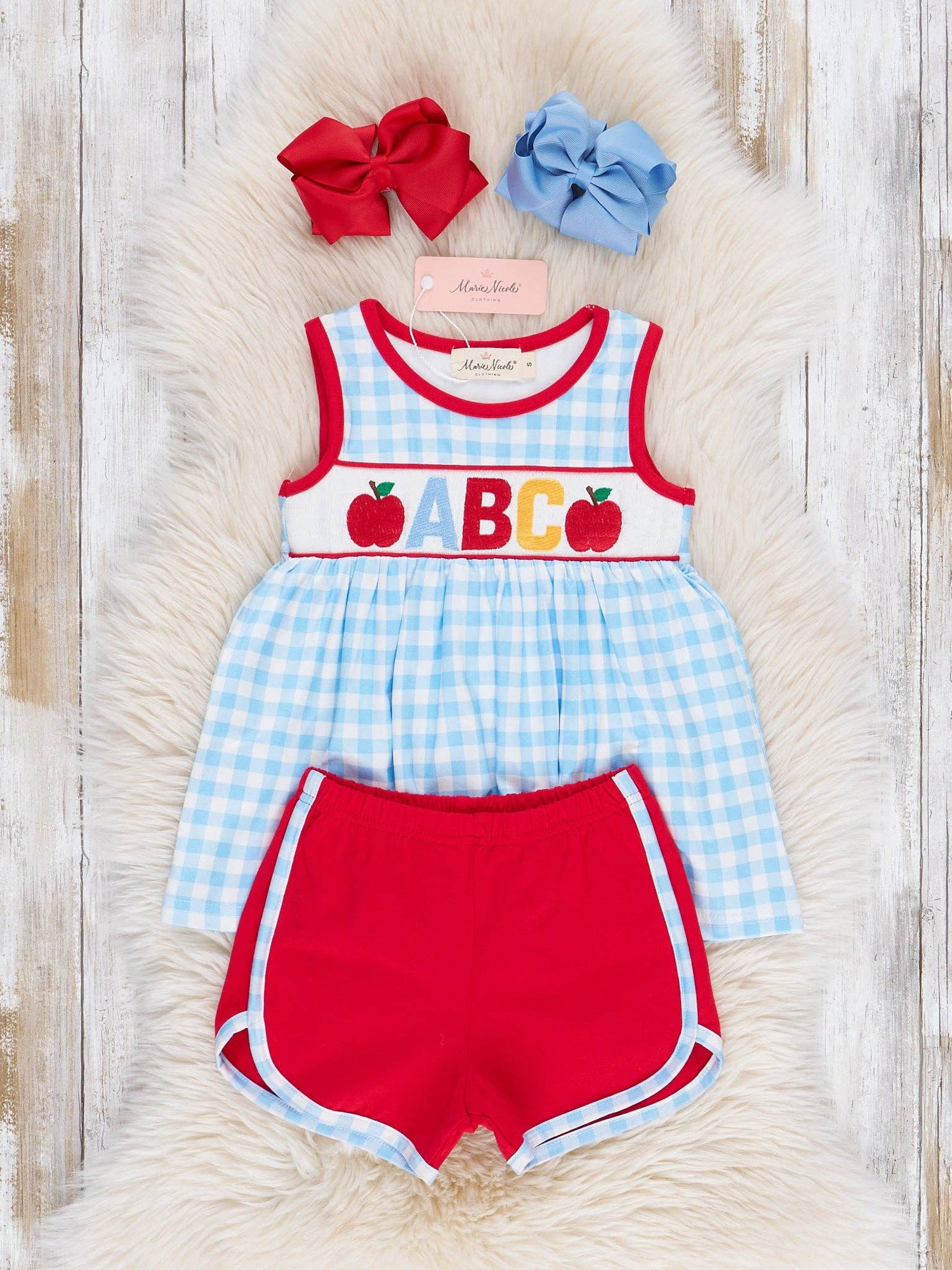 Smocked Alphabet Soup Gingham Outfit