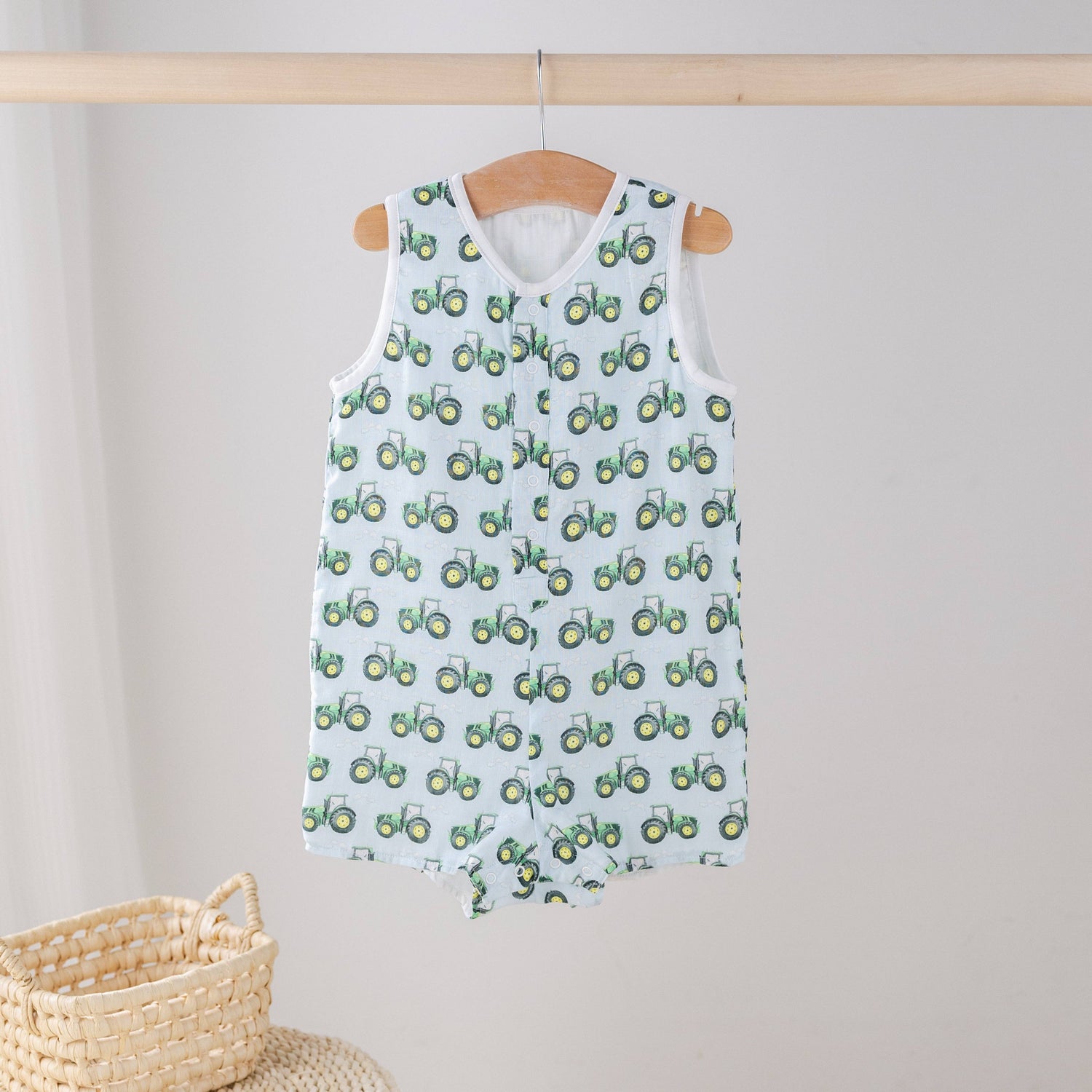 Toot, Toot Tractor! Organic Muslin Shortall