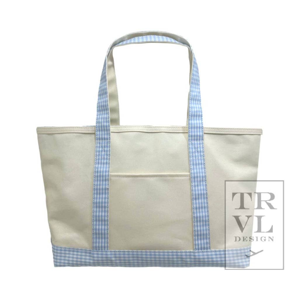 Medium Tote - Coated Canvas Gingham Mist Trim *New!