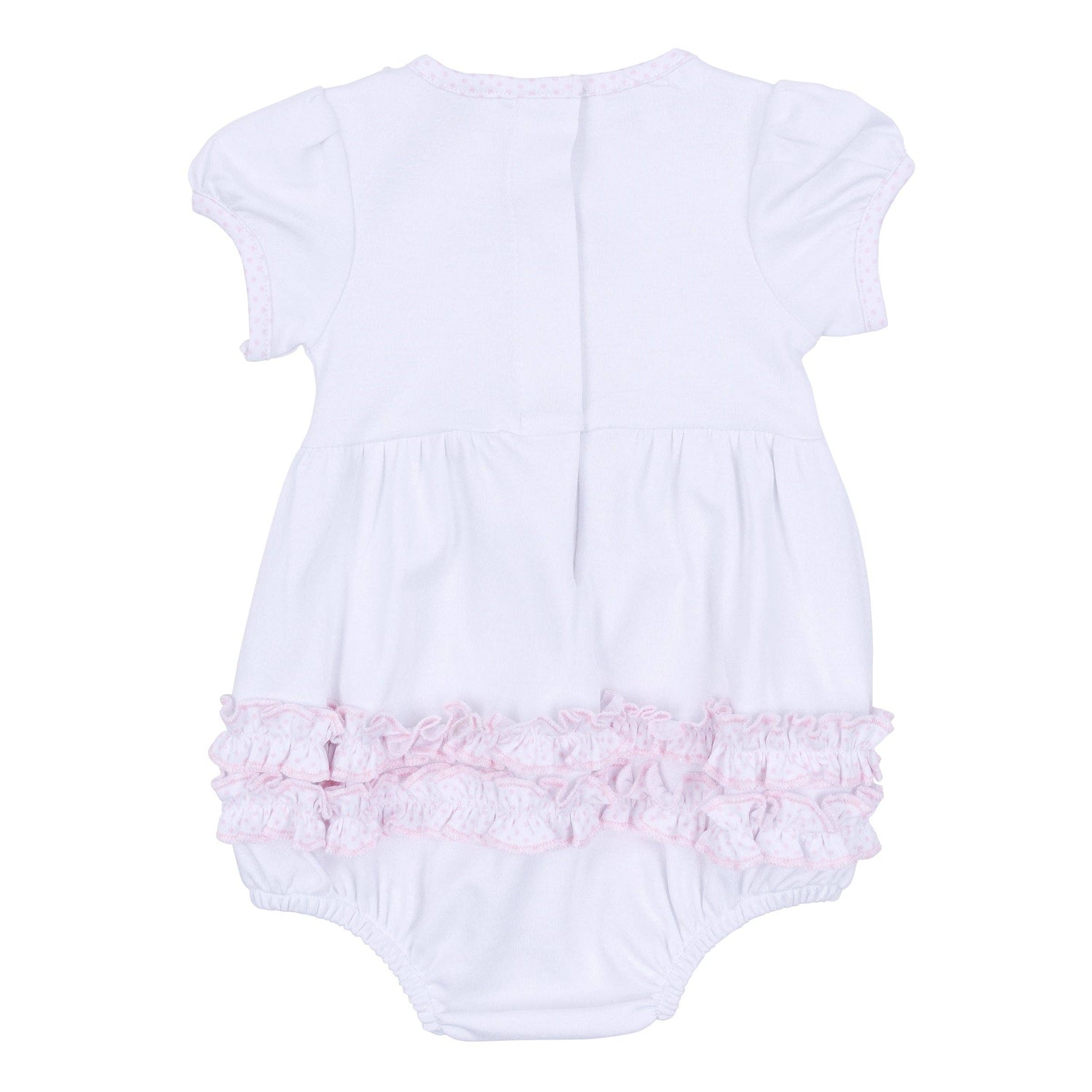 My Little Boo Embroidered Ruffle Short Sleeve Bubble - Pink