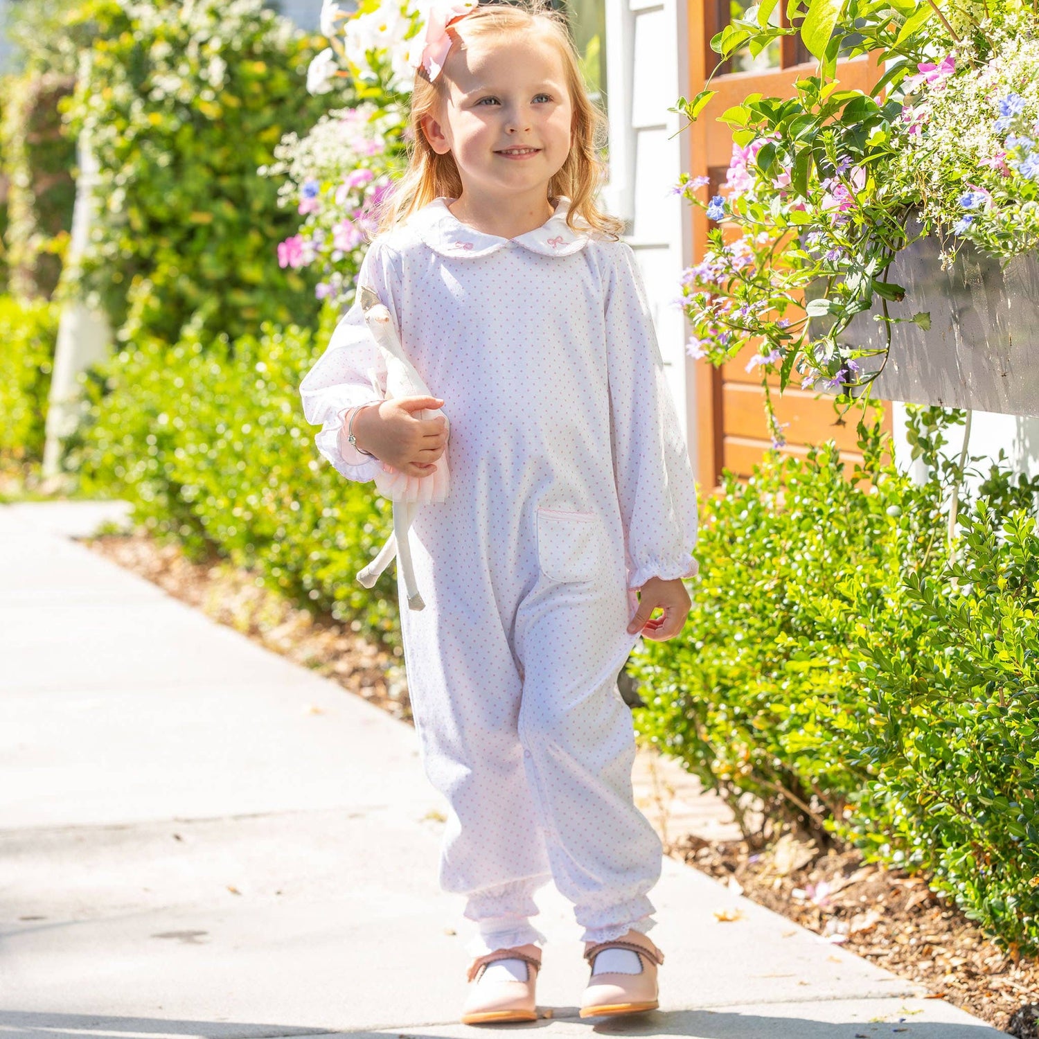 Girls Pima Romper - Bows