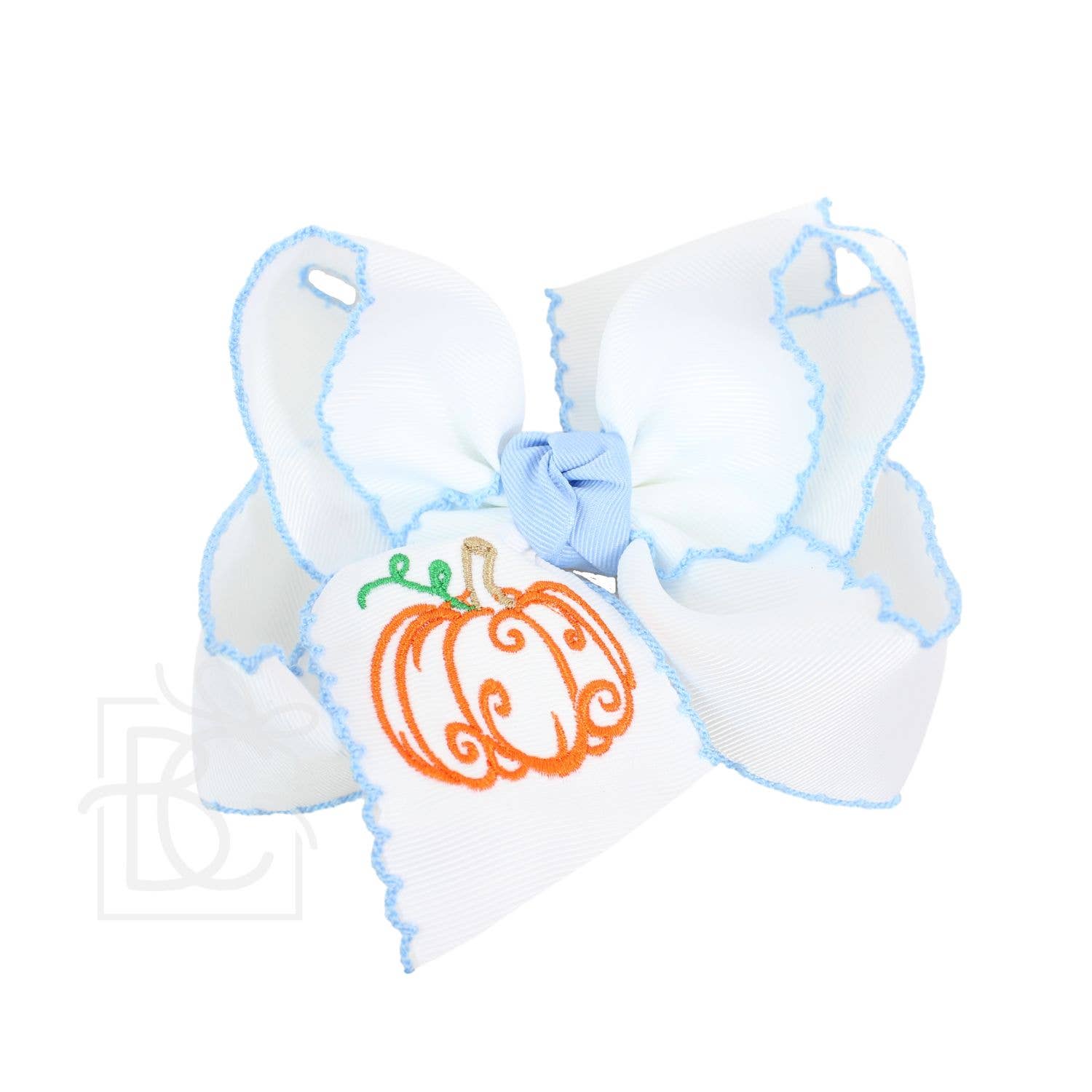 Embroidered Pumpkin Crochet Edge Bow