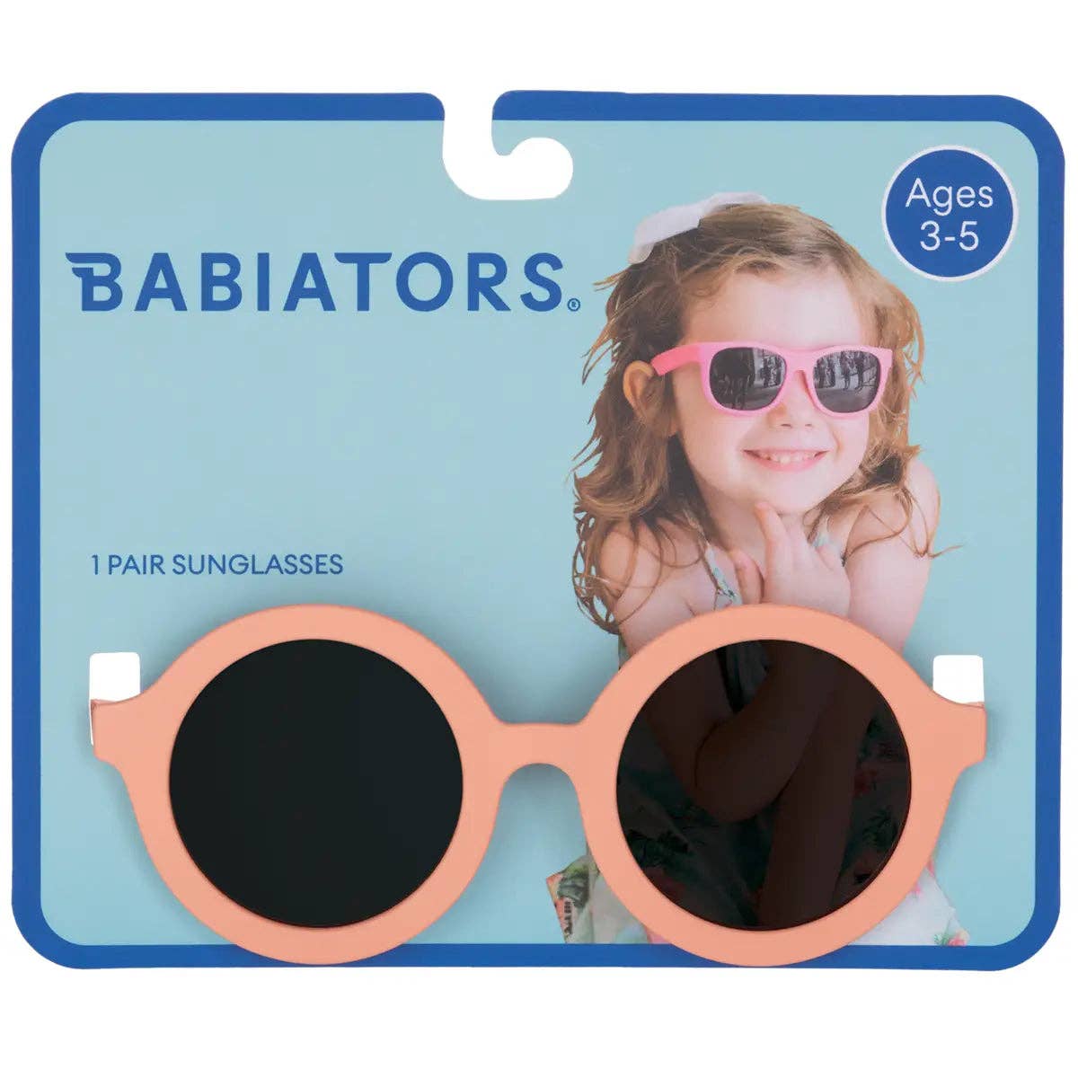 Peach Euro Round Kids Sunglasses on Peggable Hangtag