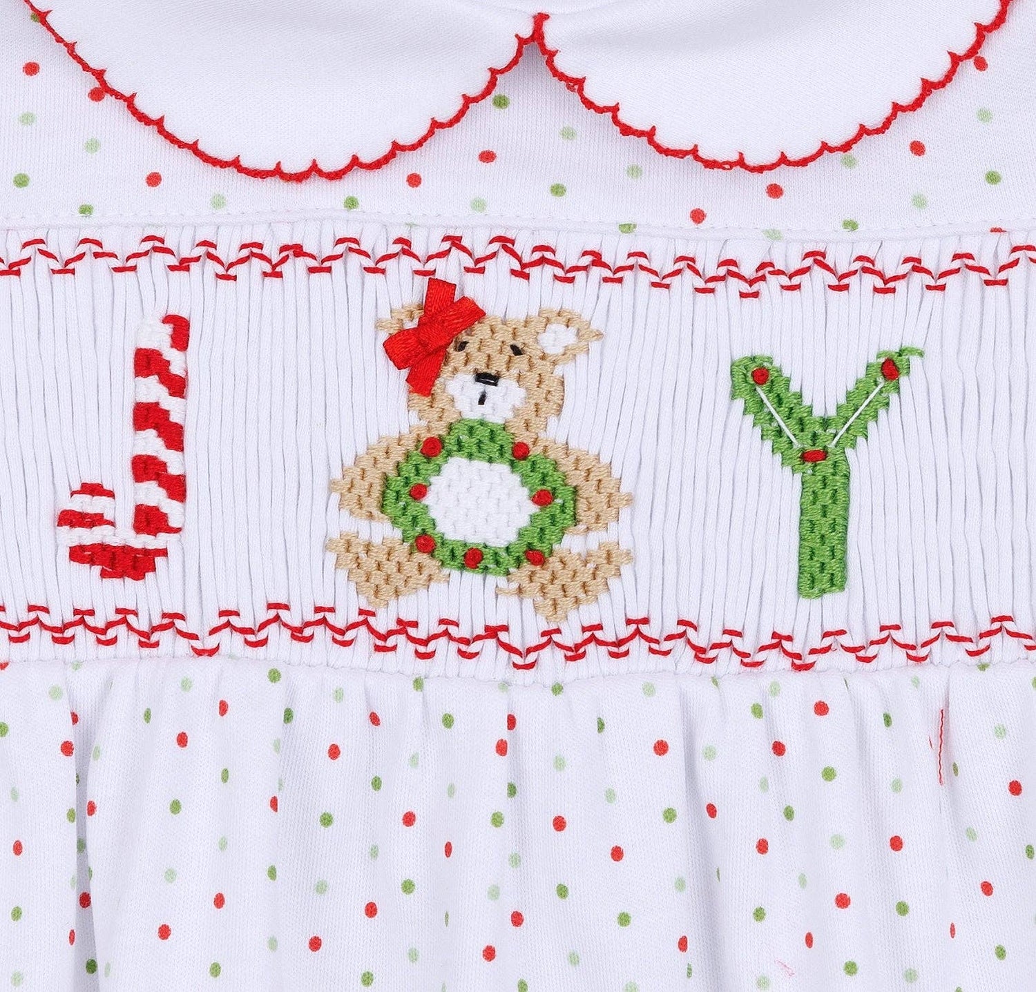 Christmas Joy Classics Smocked Footie - Red Girl