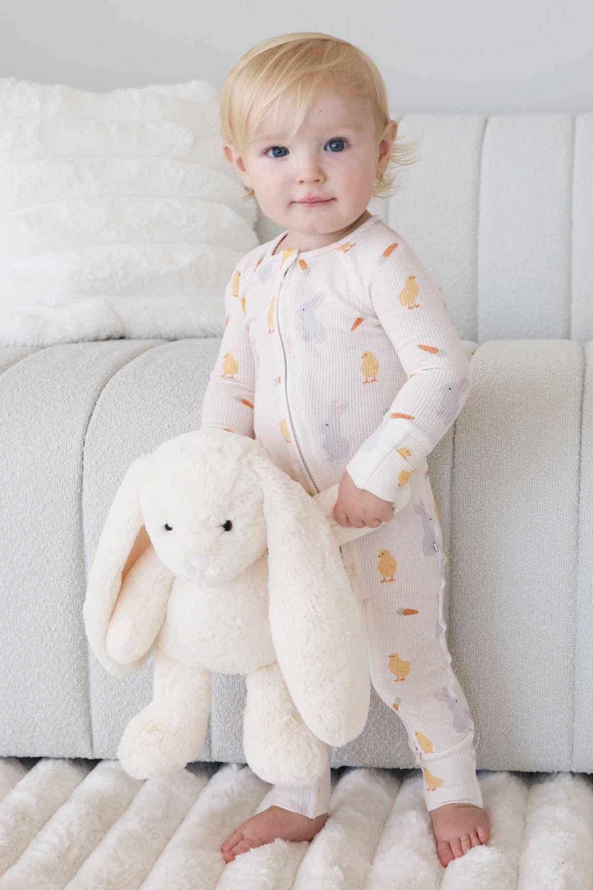 Sweet Peep Bamboo Waffle Convertible Zip Romper