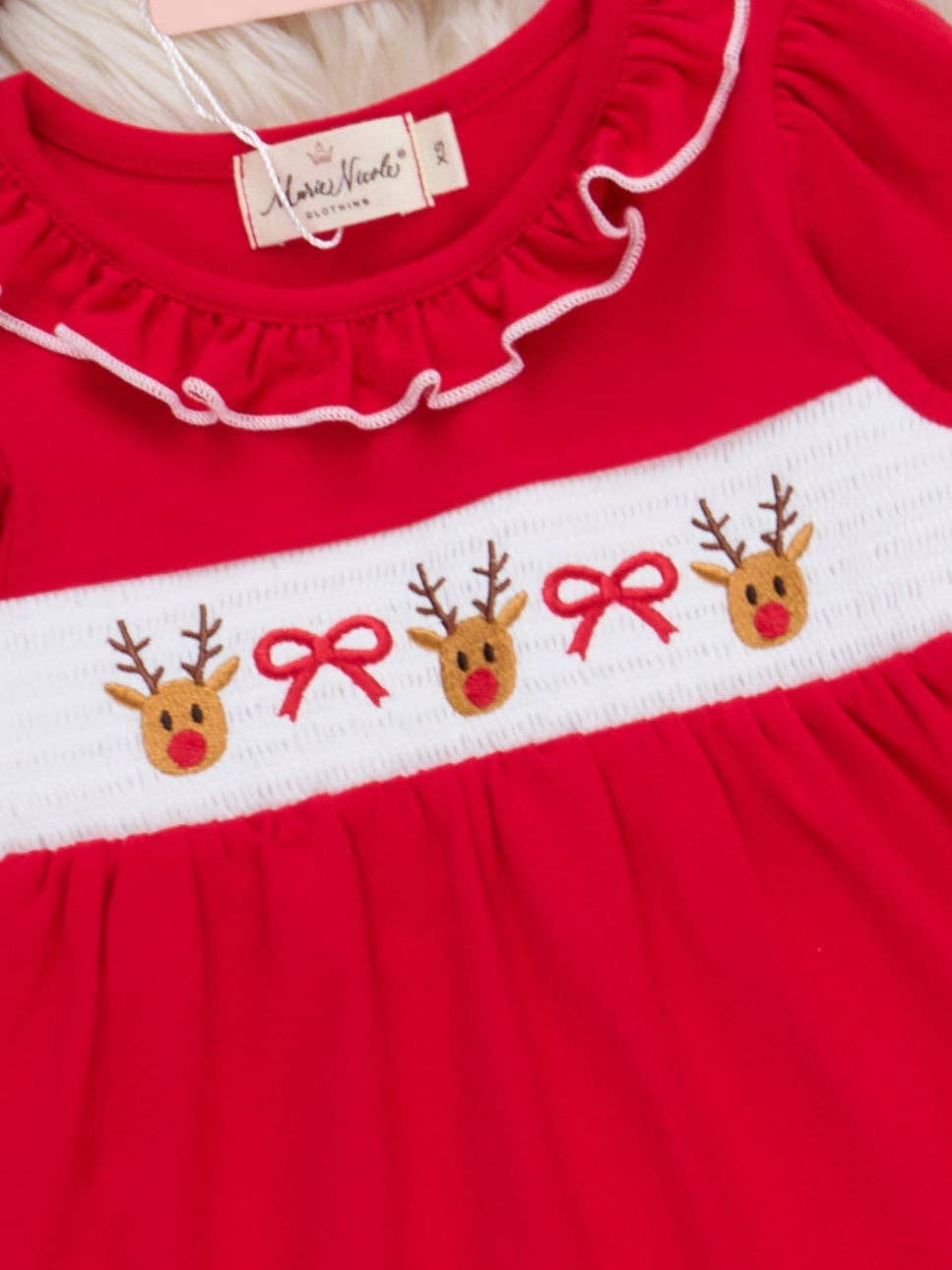 Reindeer Ribbons Smocked Dress