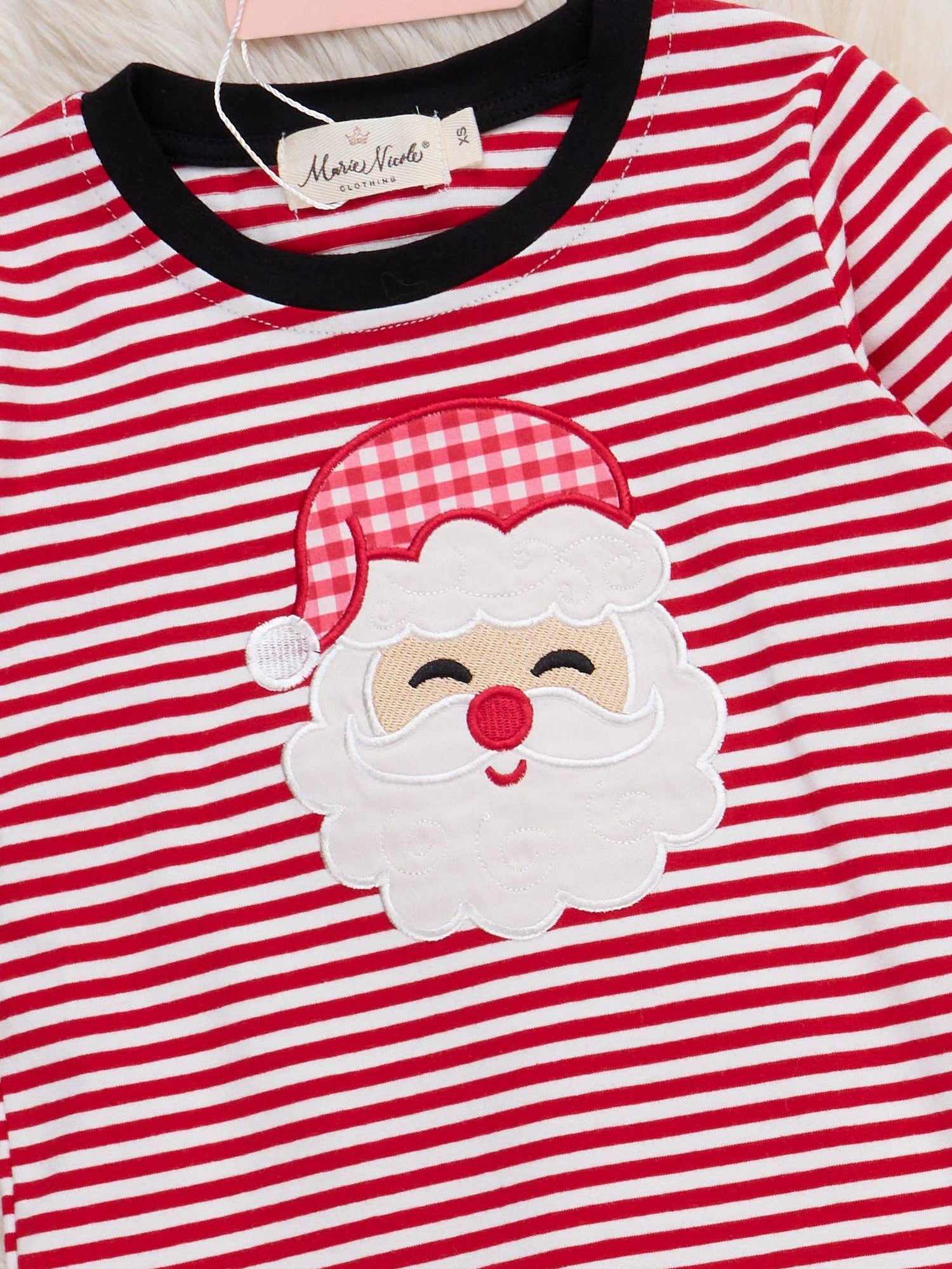 Stripe Santa Ensemble Embroidered Outfit