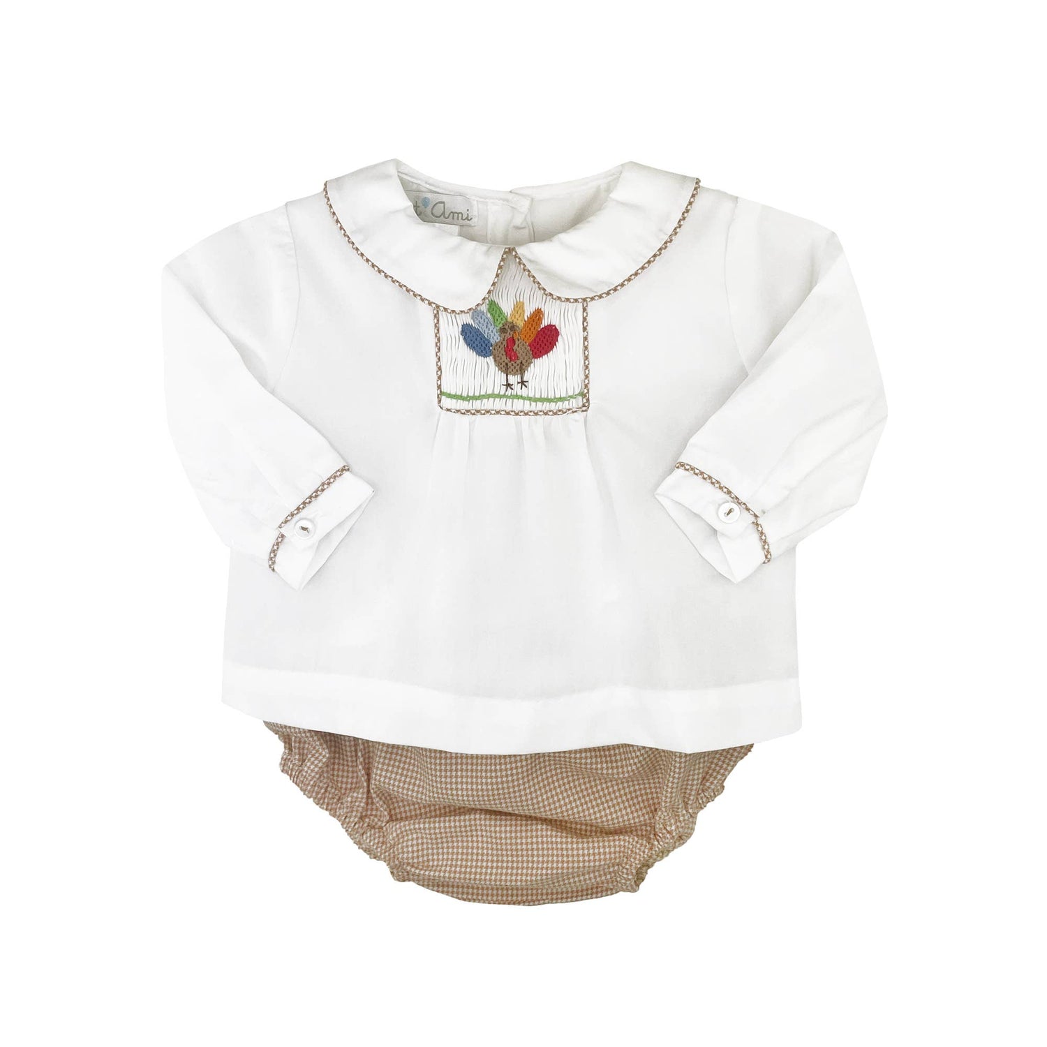 Turkey Hand Picture Smocked Diaper Set