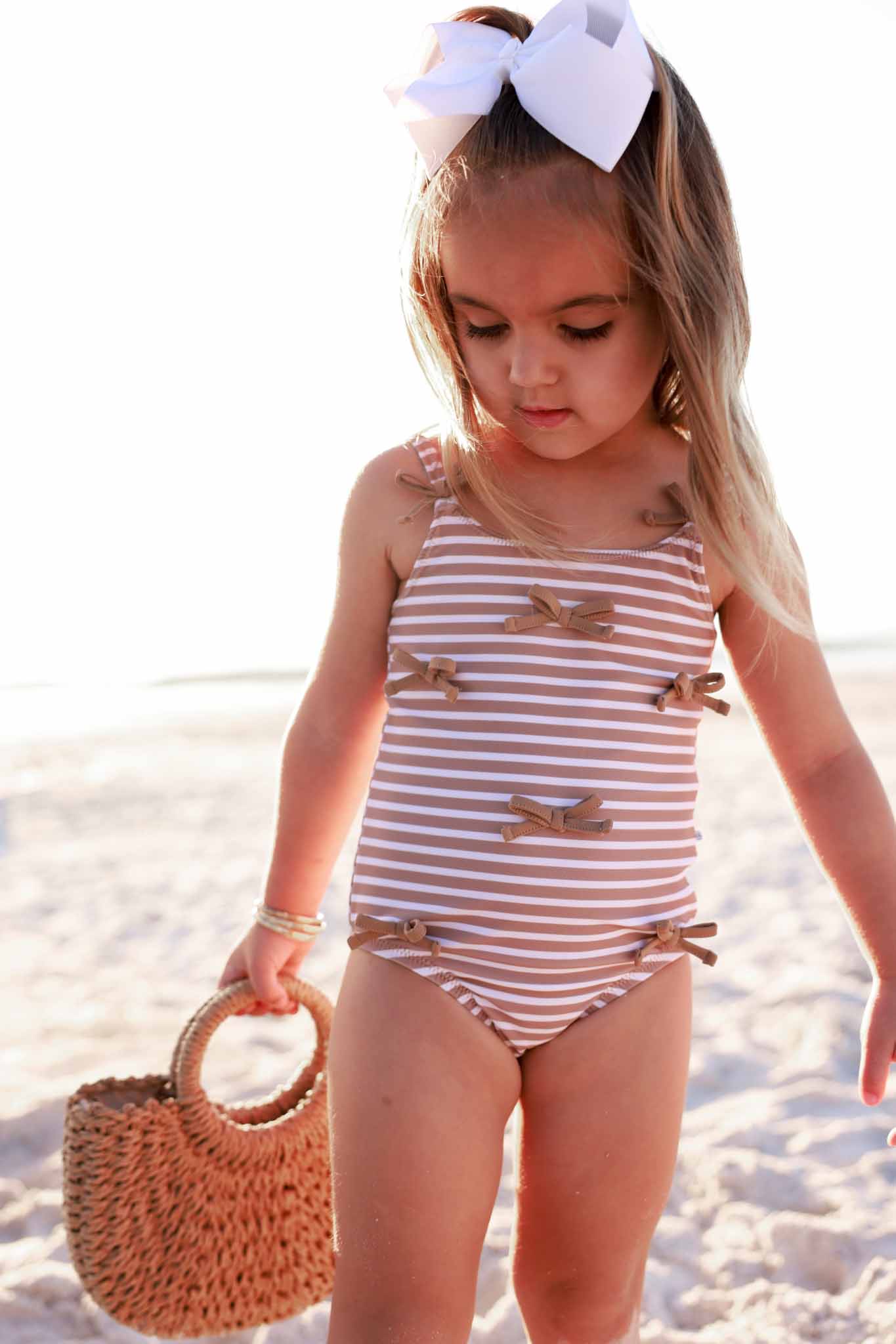 Tiny Bows One Piece | Sandy Stripes