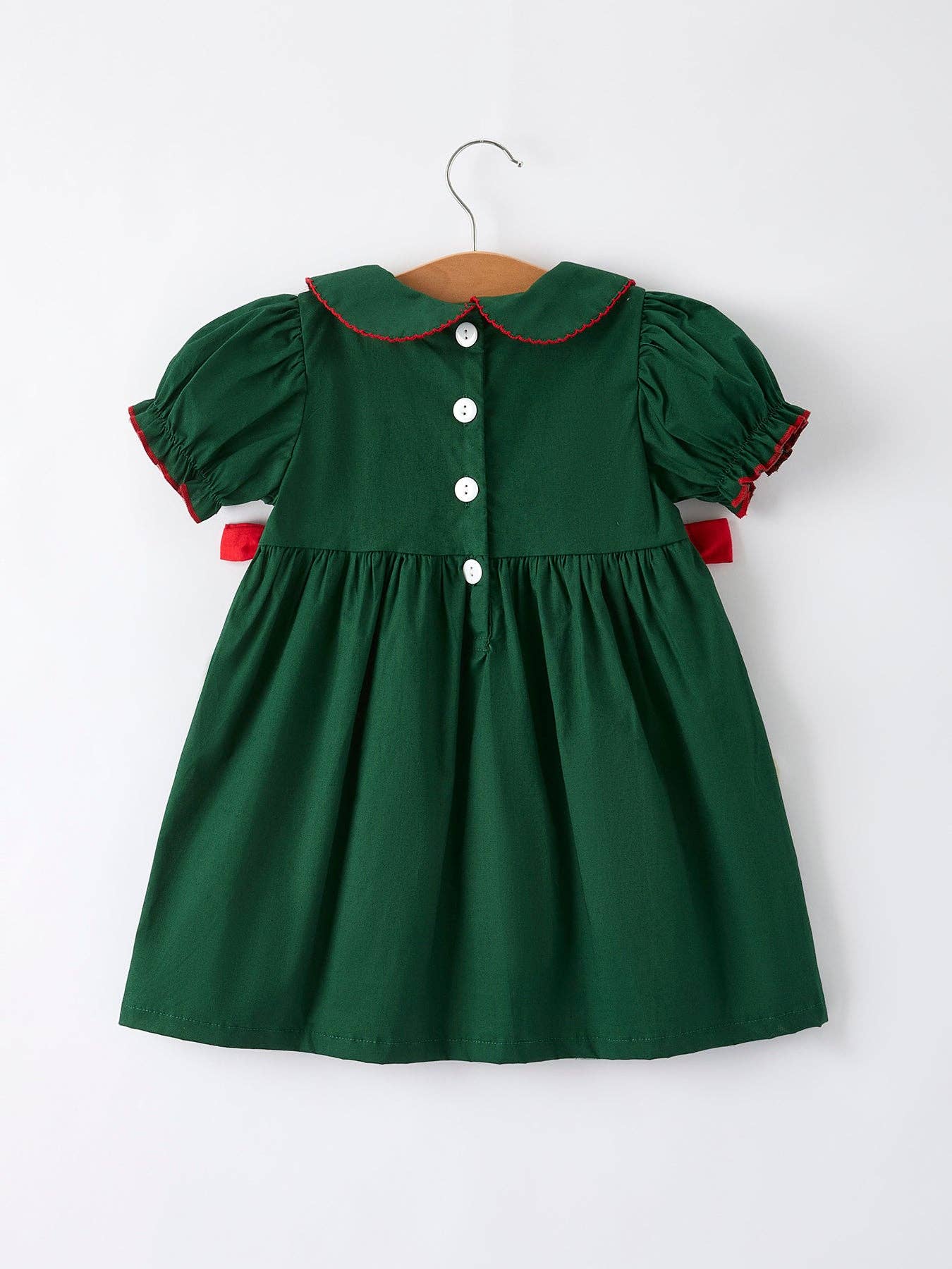 Girls Holiday Outfit – Santa Bow Green Christmas Dress