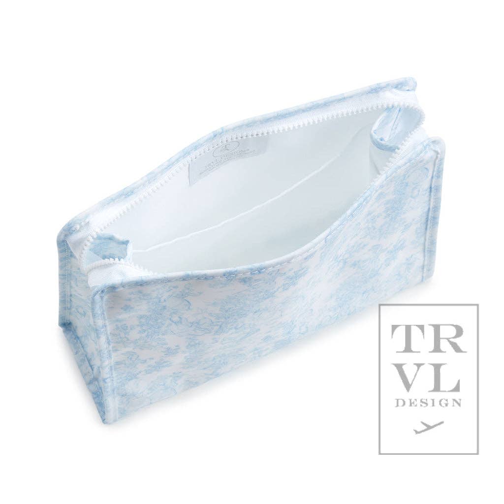 Roadie Large - Bunny Toile Blue Zip Pouch
