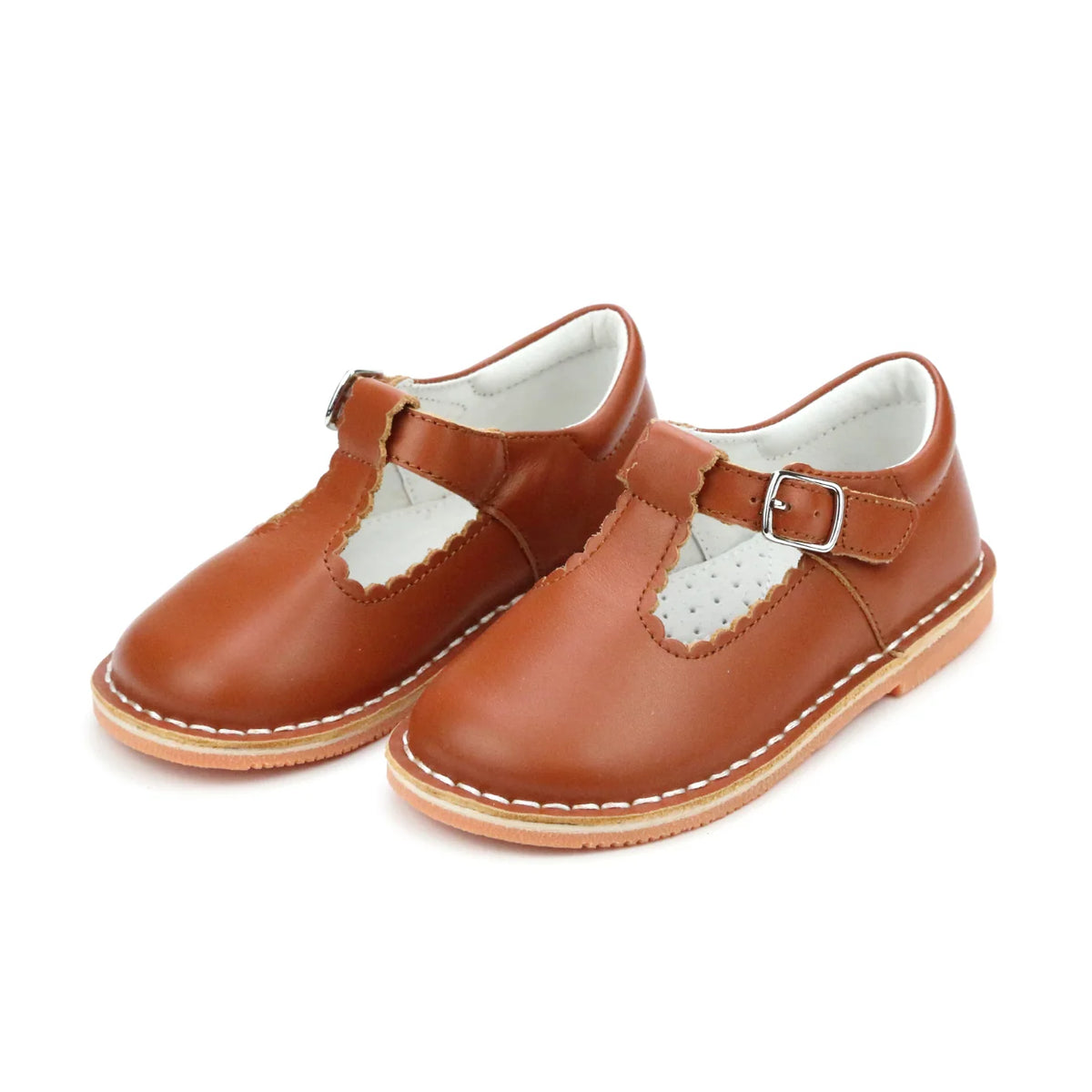 Selina Scalloped T-Strap Mary Jane Cognac