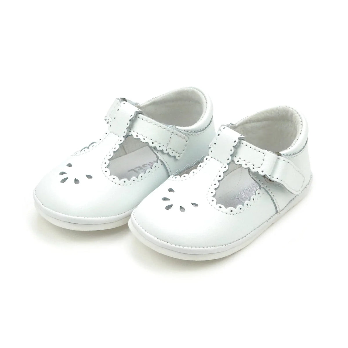Dottie Scalloped T-Strap Mary Jane White