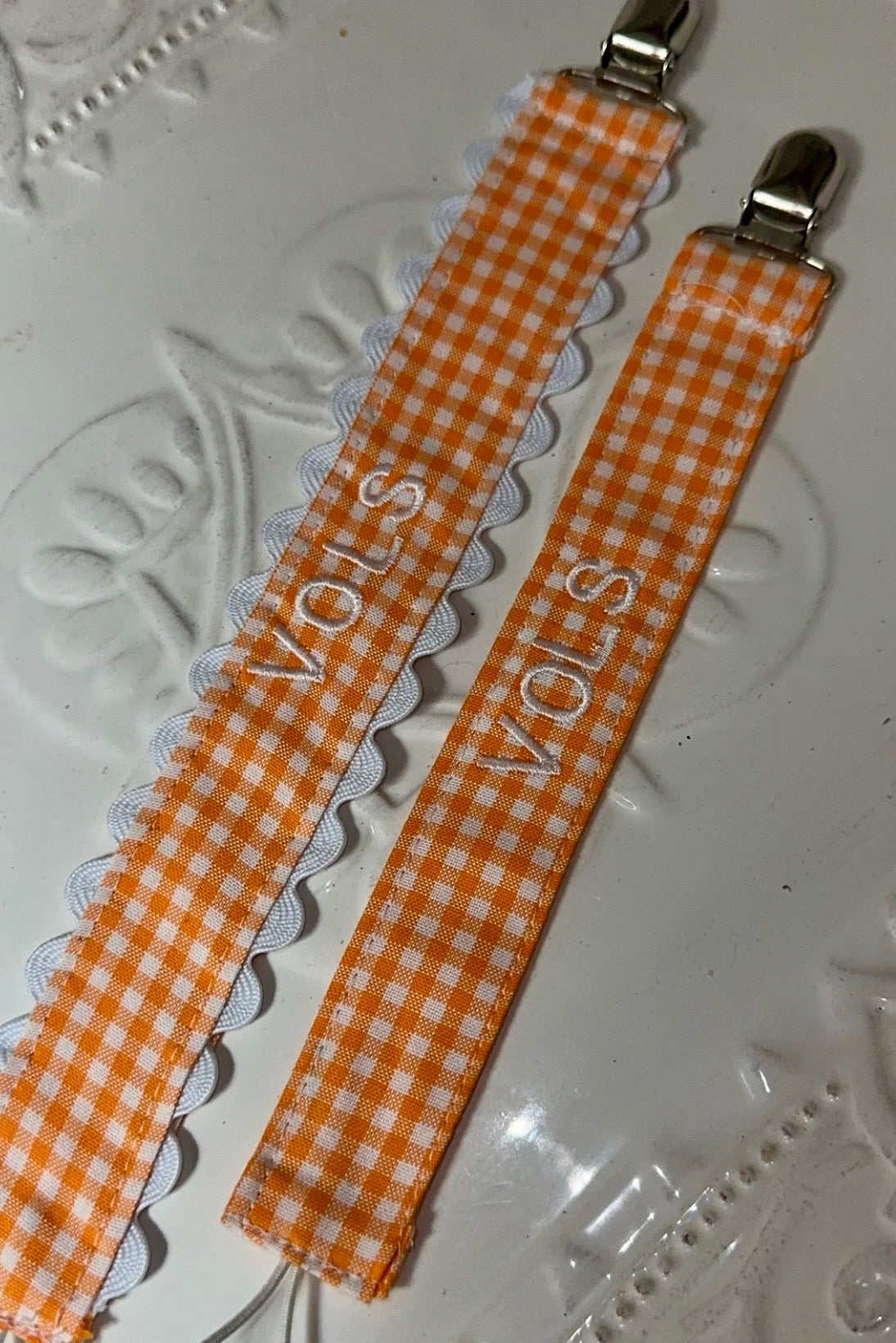 Custom Pacifier Clip Gingham