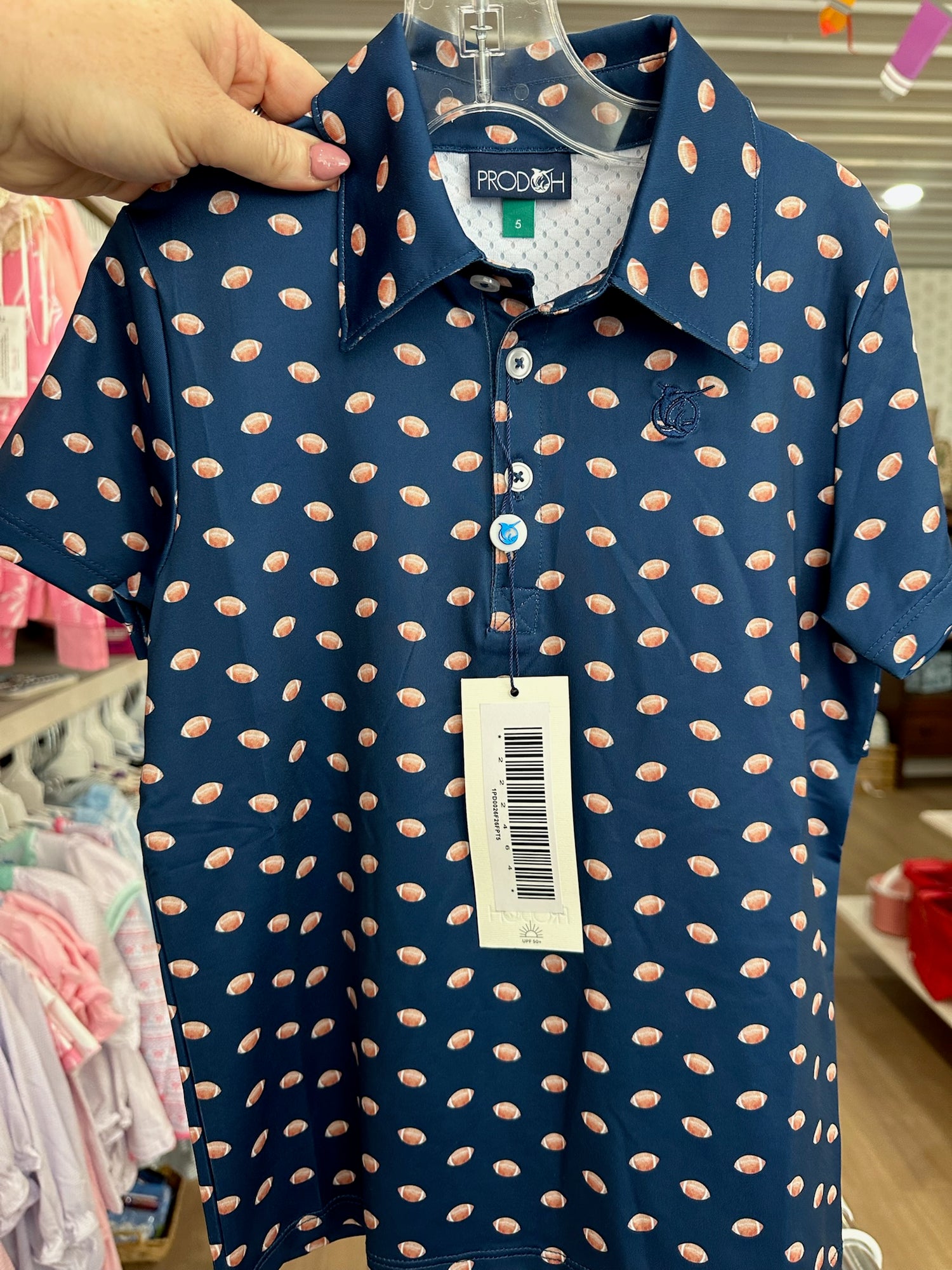Boy's Performance Short Sleeve Polo - Navy Football