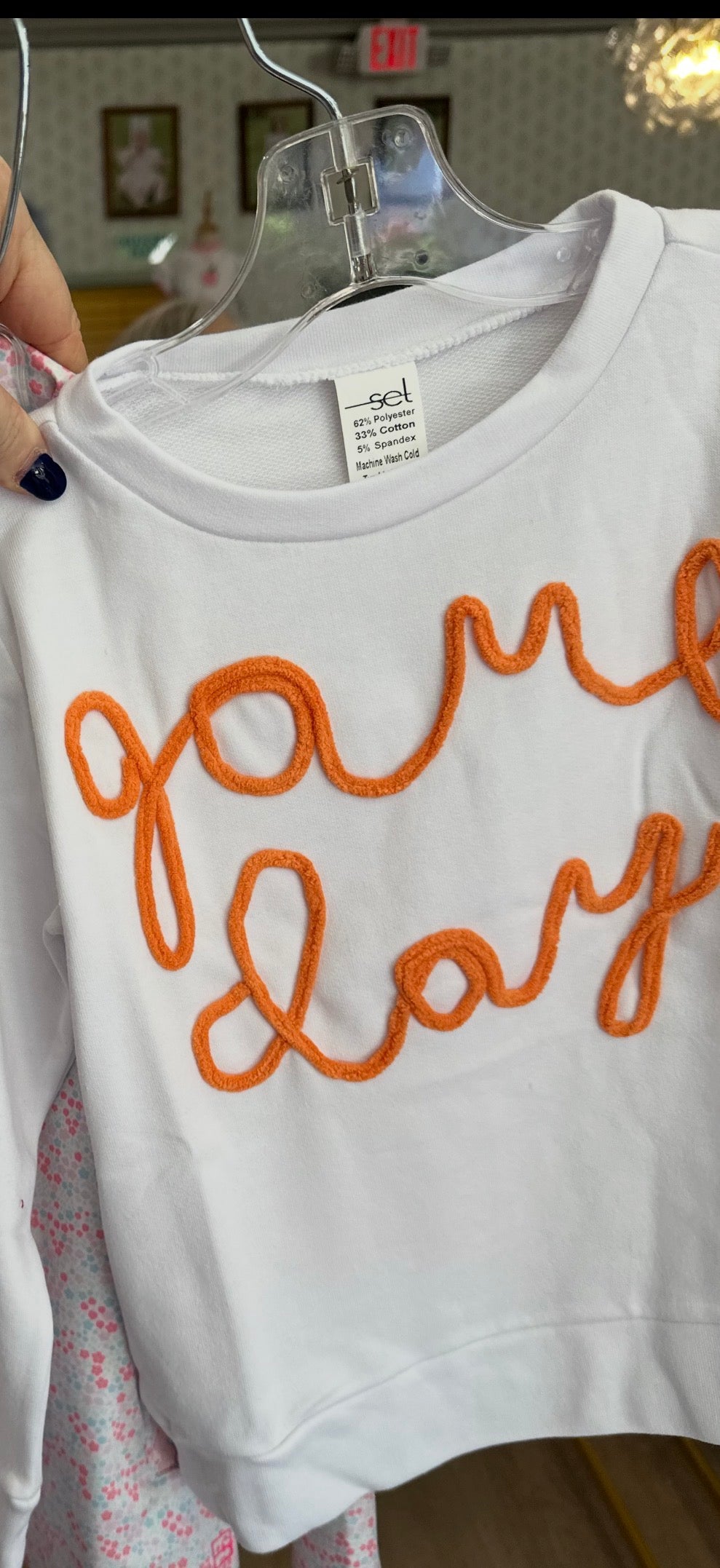Daisy White Sweatshirt with Gameday Orange