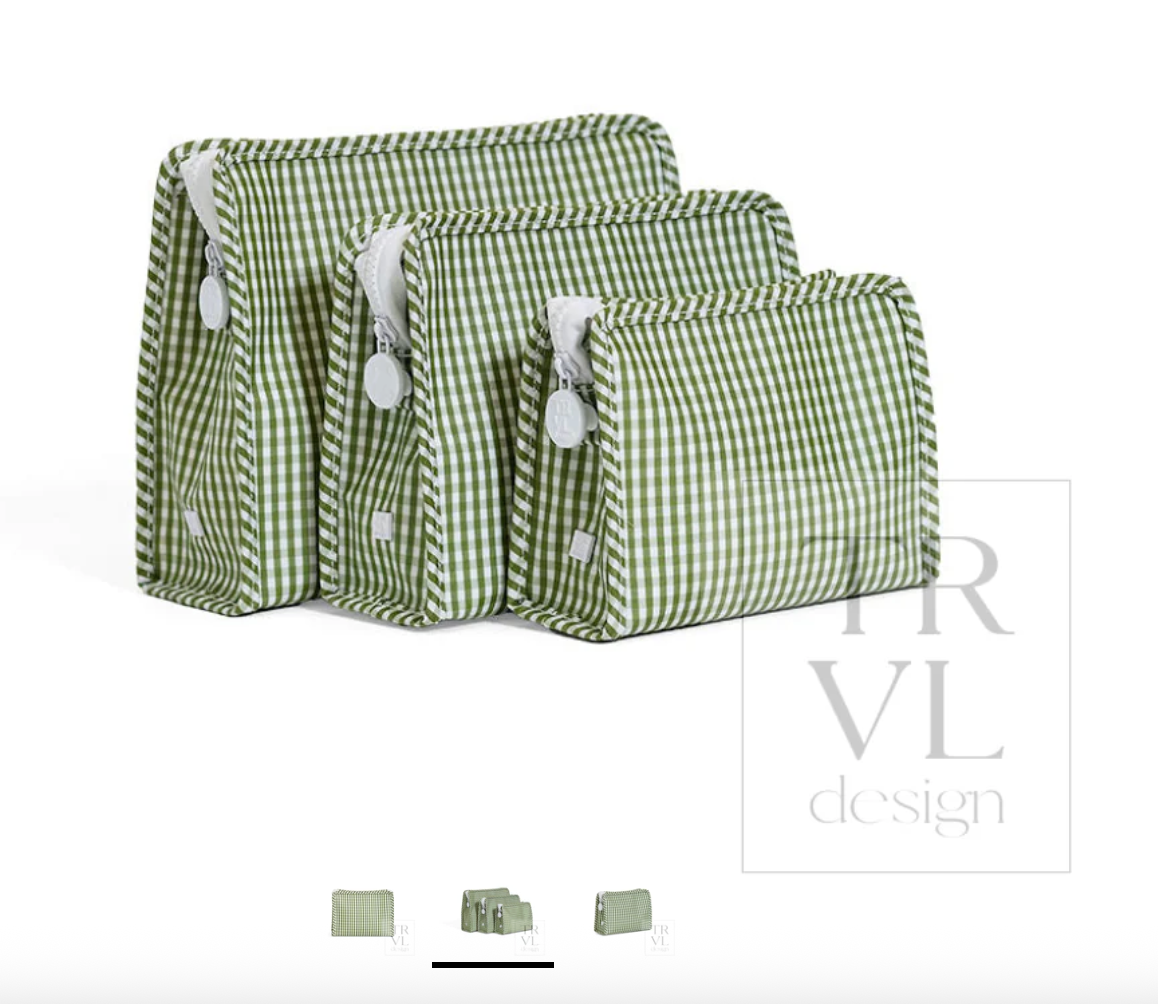 TRVL Design Roadie Small Zip Pouch - Gingham Moss