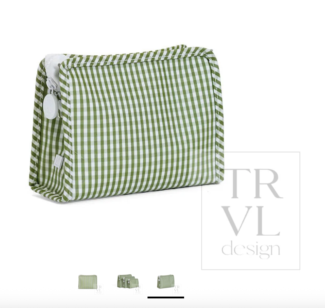 TRVL Design Roadie Medium Zip Pouch - Gingham Moss