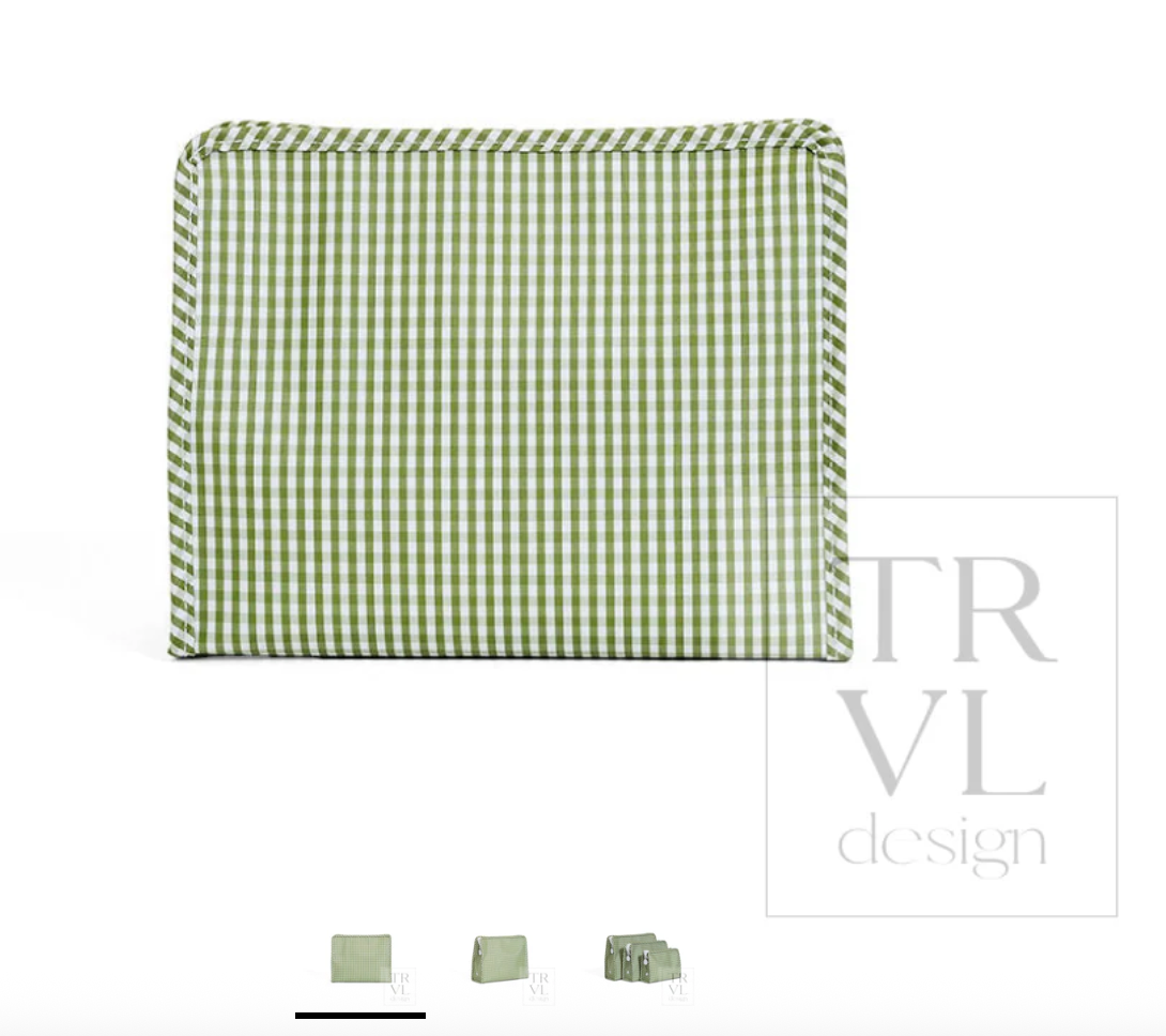 TRVL Design Roadie Large Zip Pouch - Gingham Moss