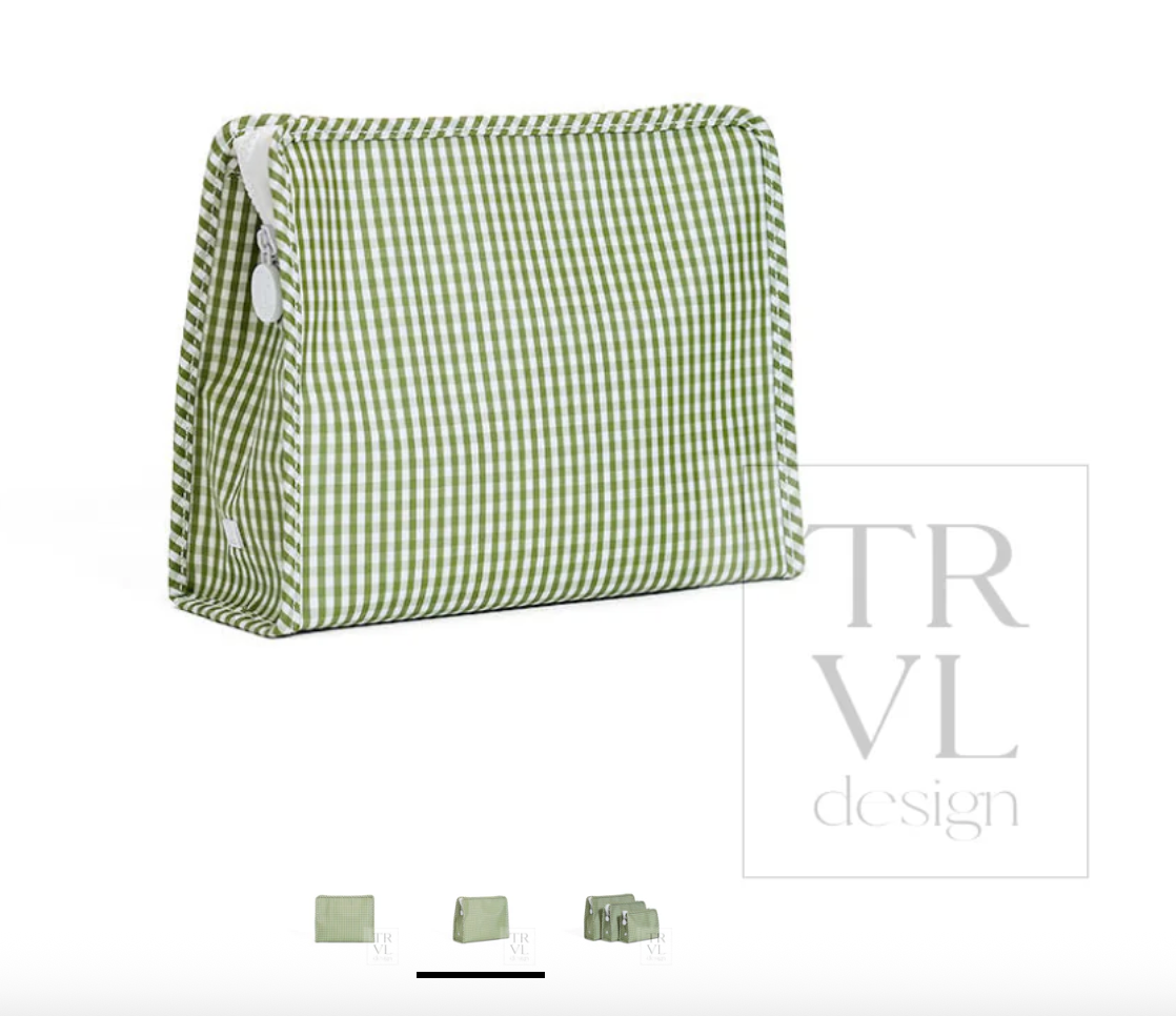 TRVL Design Roadie Large Zip Pouch - Gingham Moss