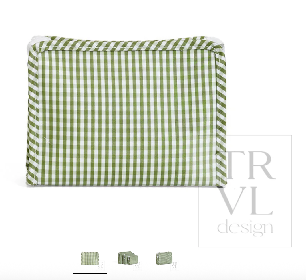 TRVL Design Roadie Small Zip Pouch - Gingham Moss