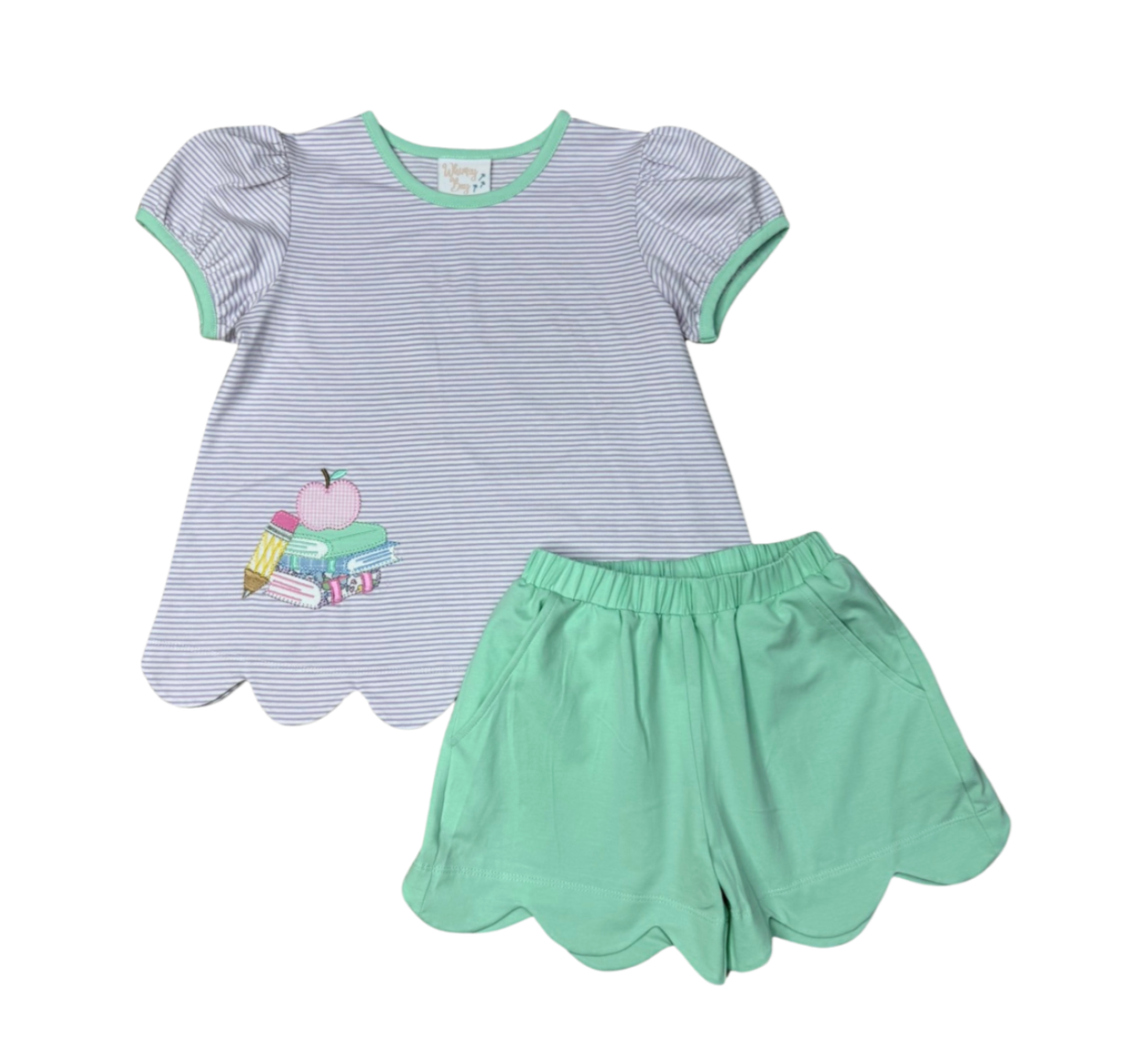 Off to School Scalloped Short Set