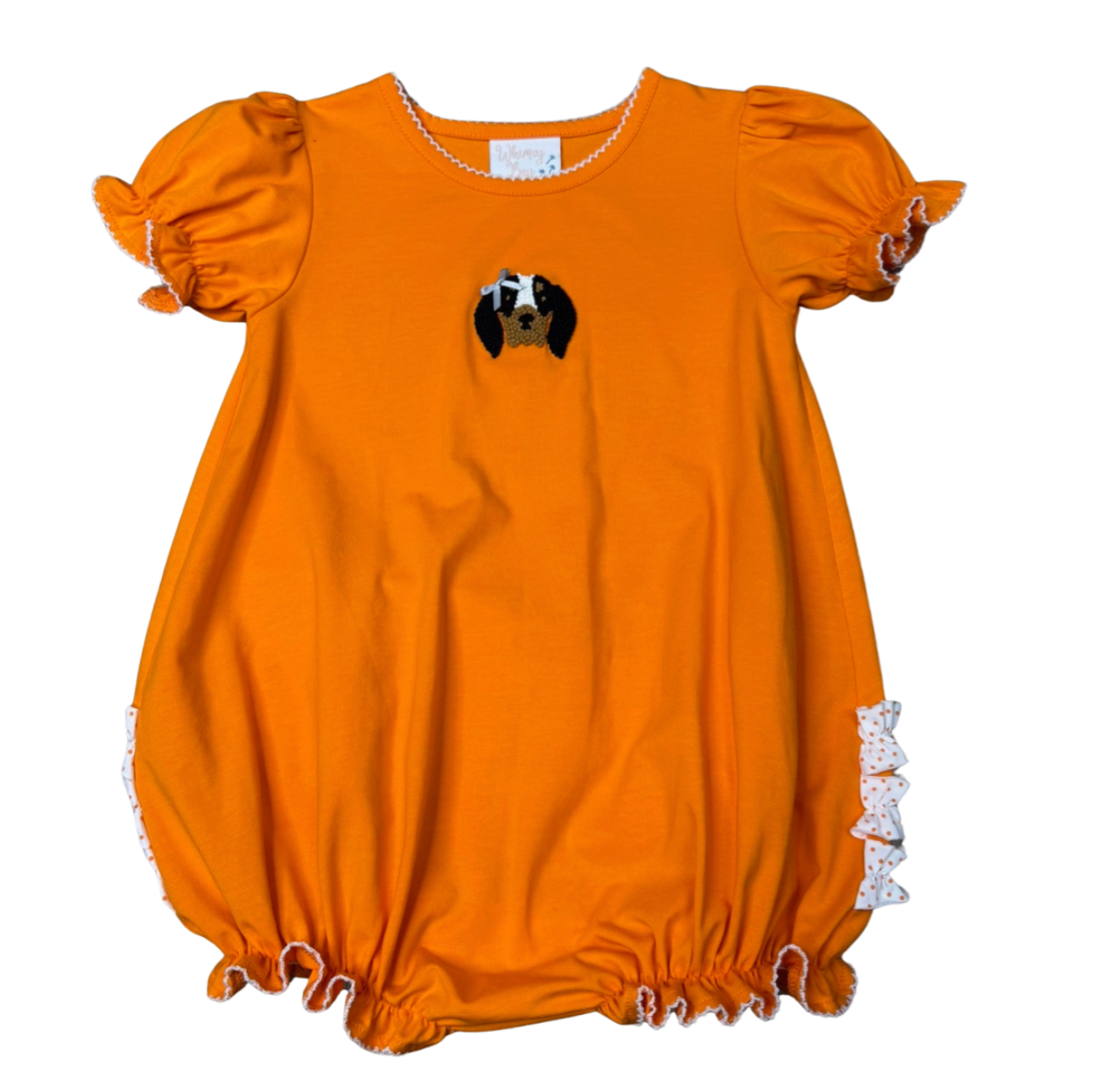 Orange & White Dog Ruffle Bubble