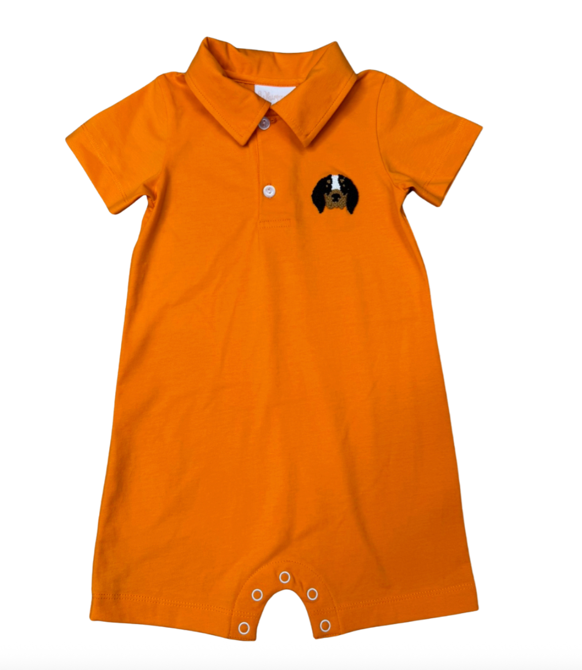 Orange & White Dog Polo Romper