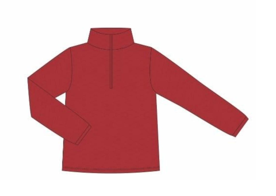 1/4 Zip Quilted Pullover- Red
