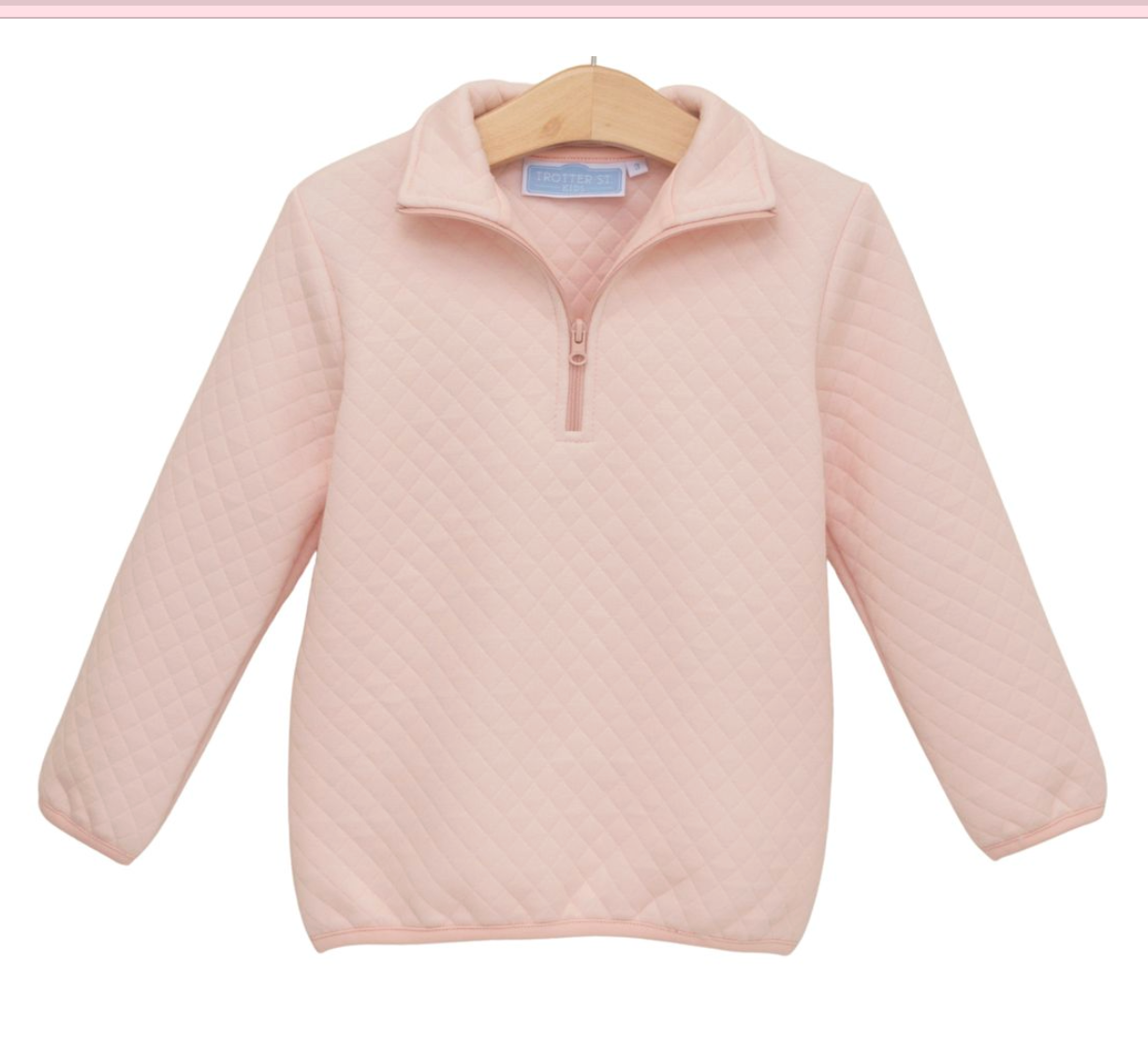 1/4 Zip Quilted Pullover- Light Pink