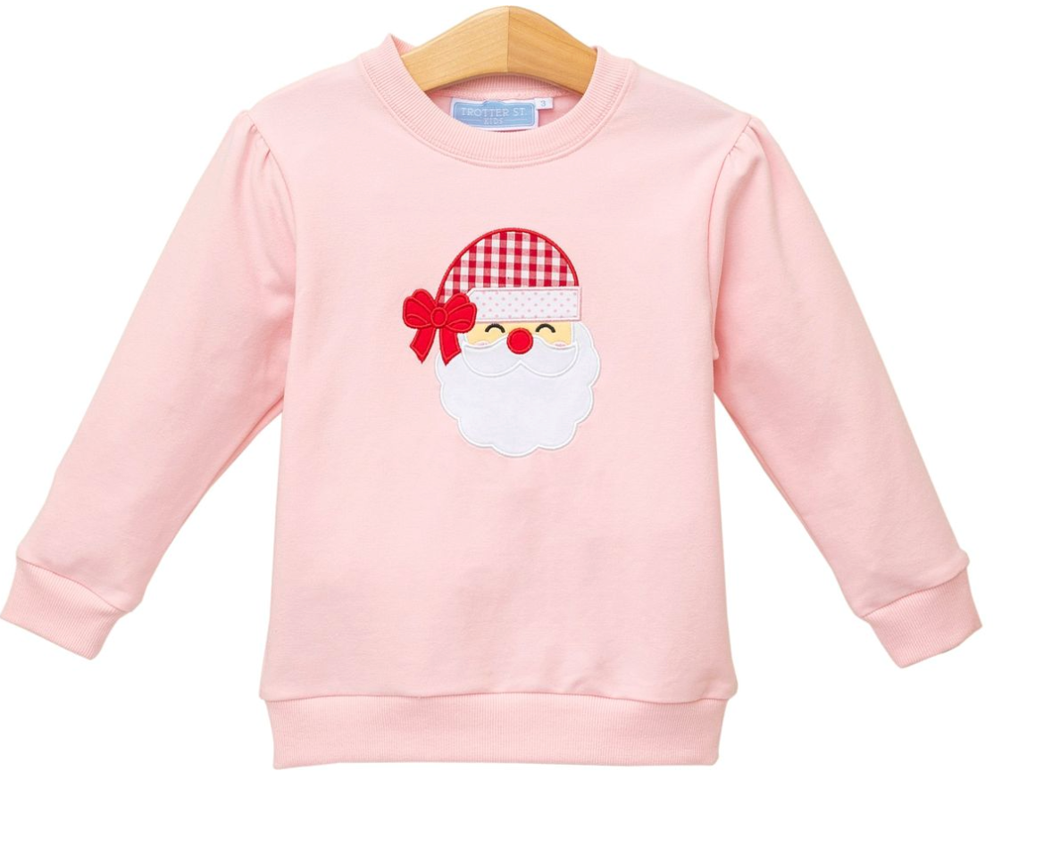 French Terry Pullover- Santa (Light Pink)