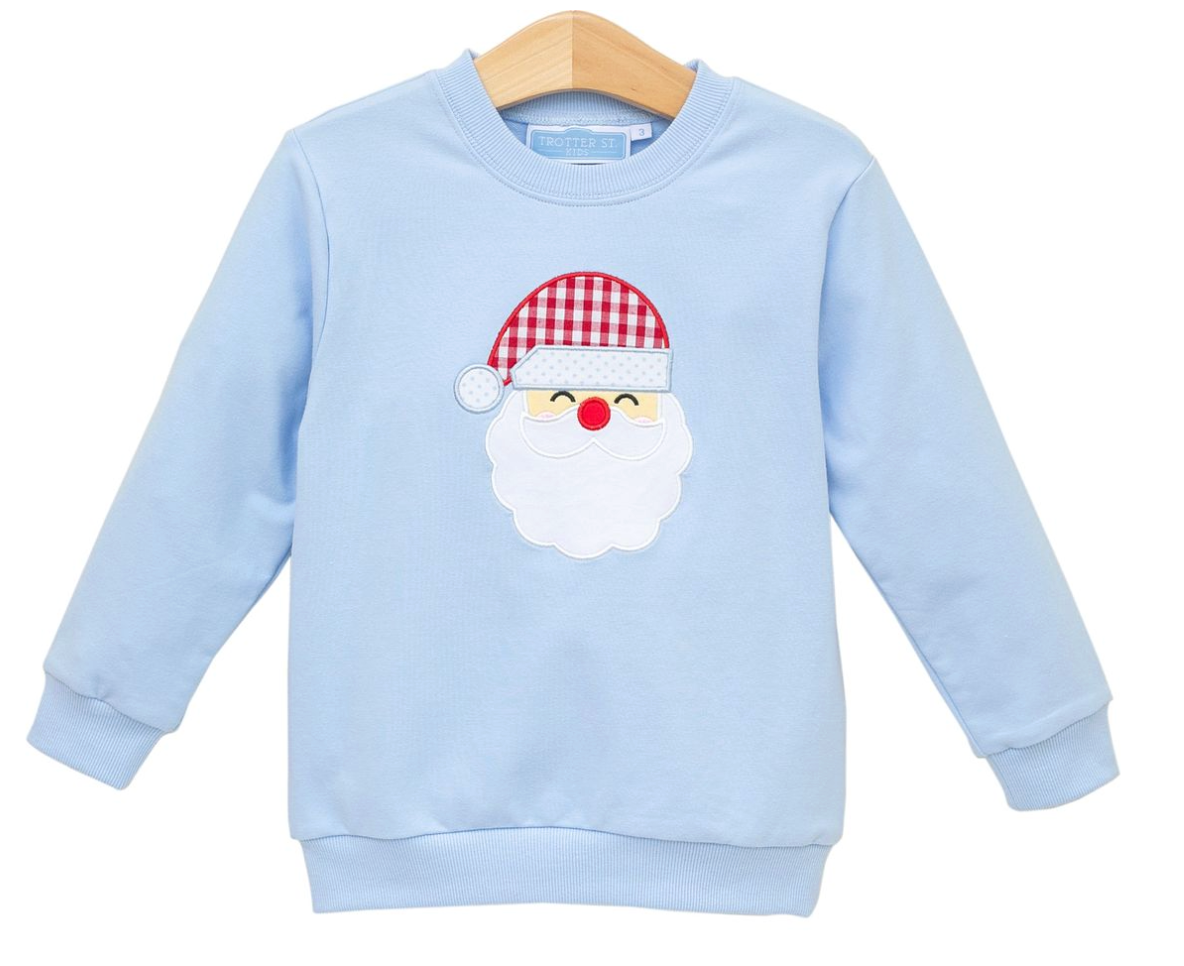 French Terry Pullover- Santa (Light Blue)
