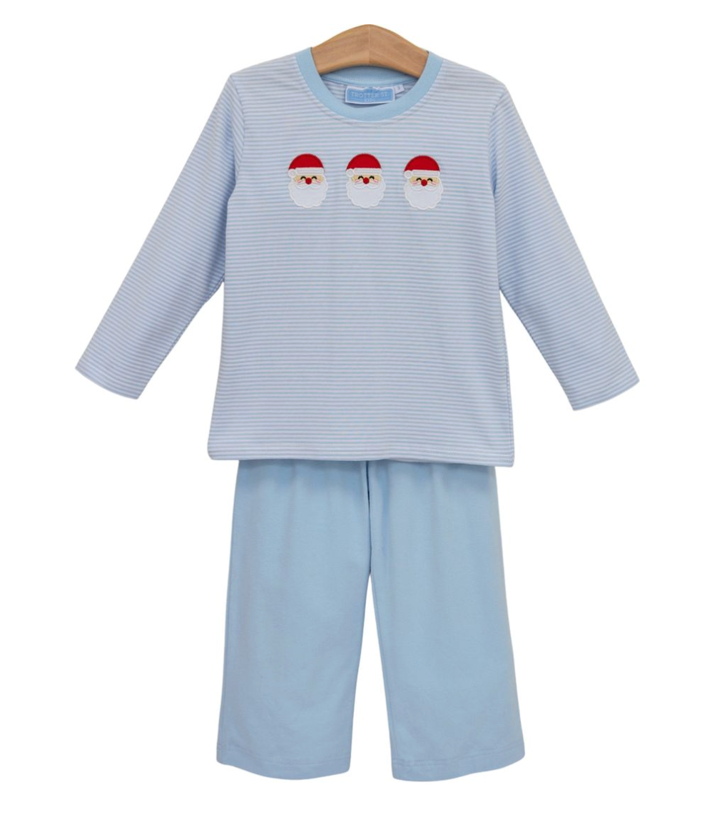 Santa Trio Pant Set- Blue