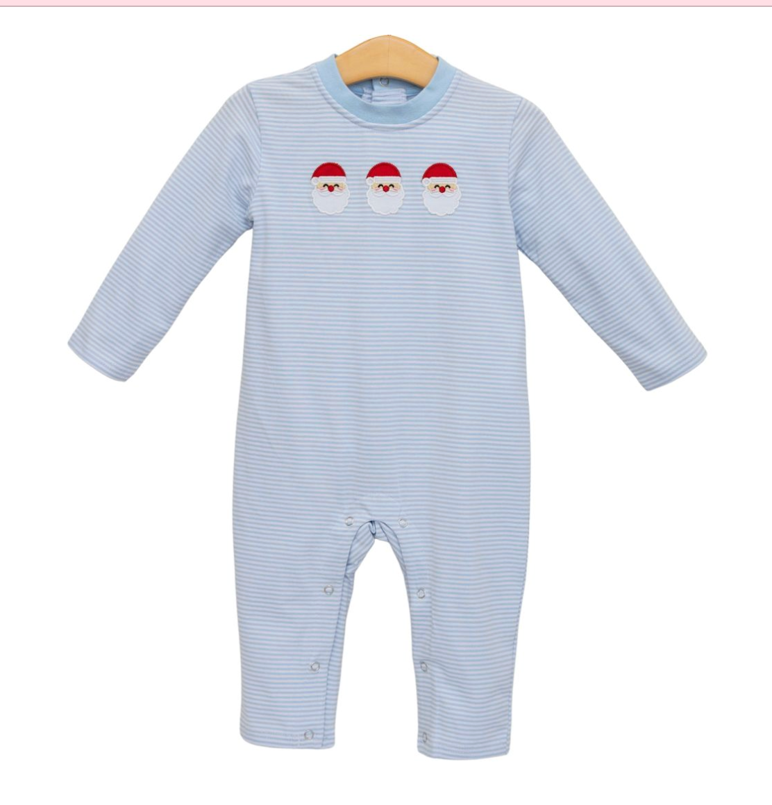 Santa Trio Romper- Blue