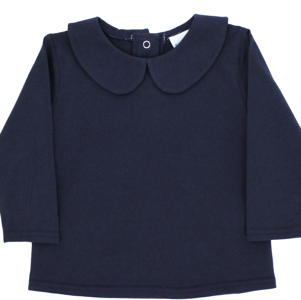 Navy Knit Peter Pan Shirt