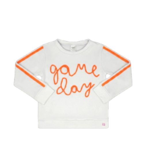 Daisy White Sweatshirt with Gameday Orange