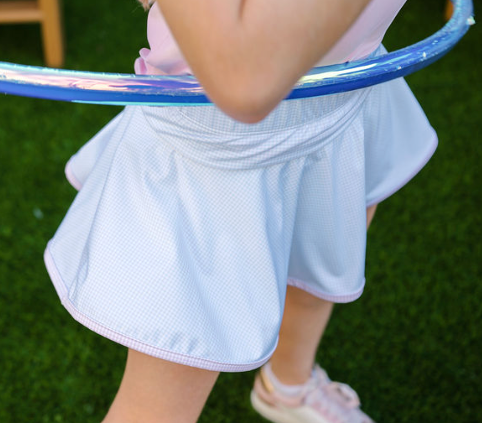 Cotton Candy Blue Minigingham with Cotton Candy Pink Skirt