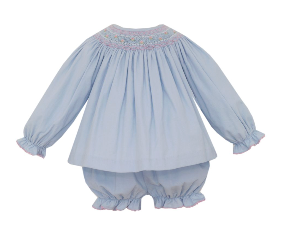 Eloise Lt. Blue Corduroy Bishop Bloomer Set