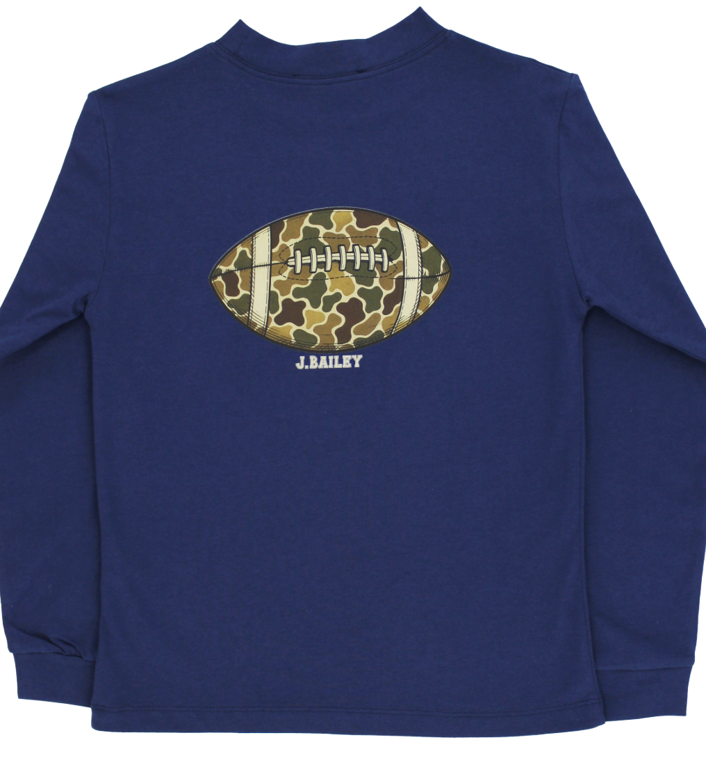 Football Logo L/S Tee - Navy