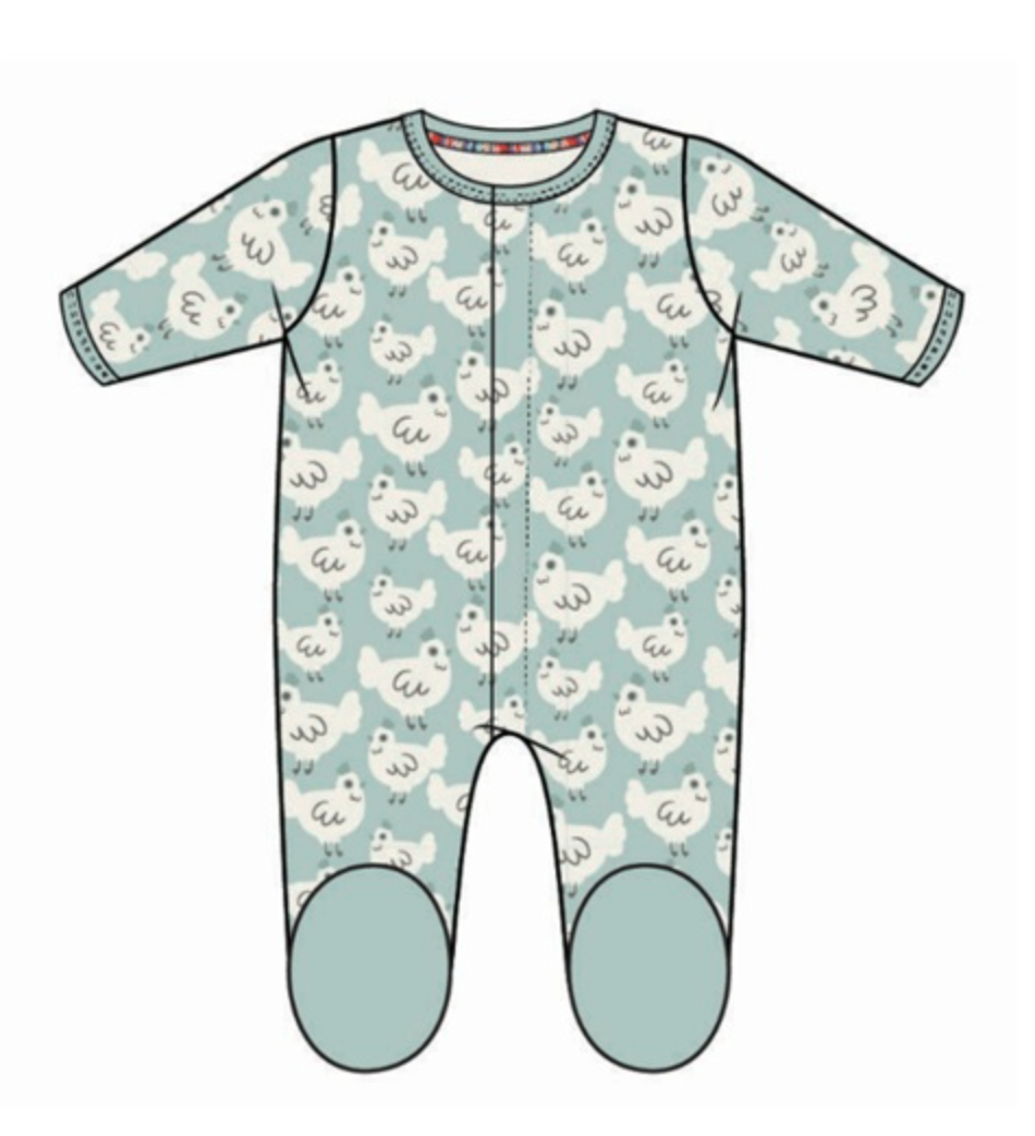 Organic Cotton Footie Green Chicken